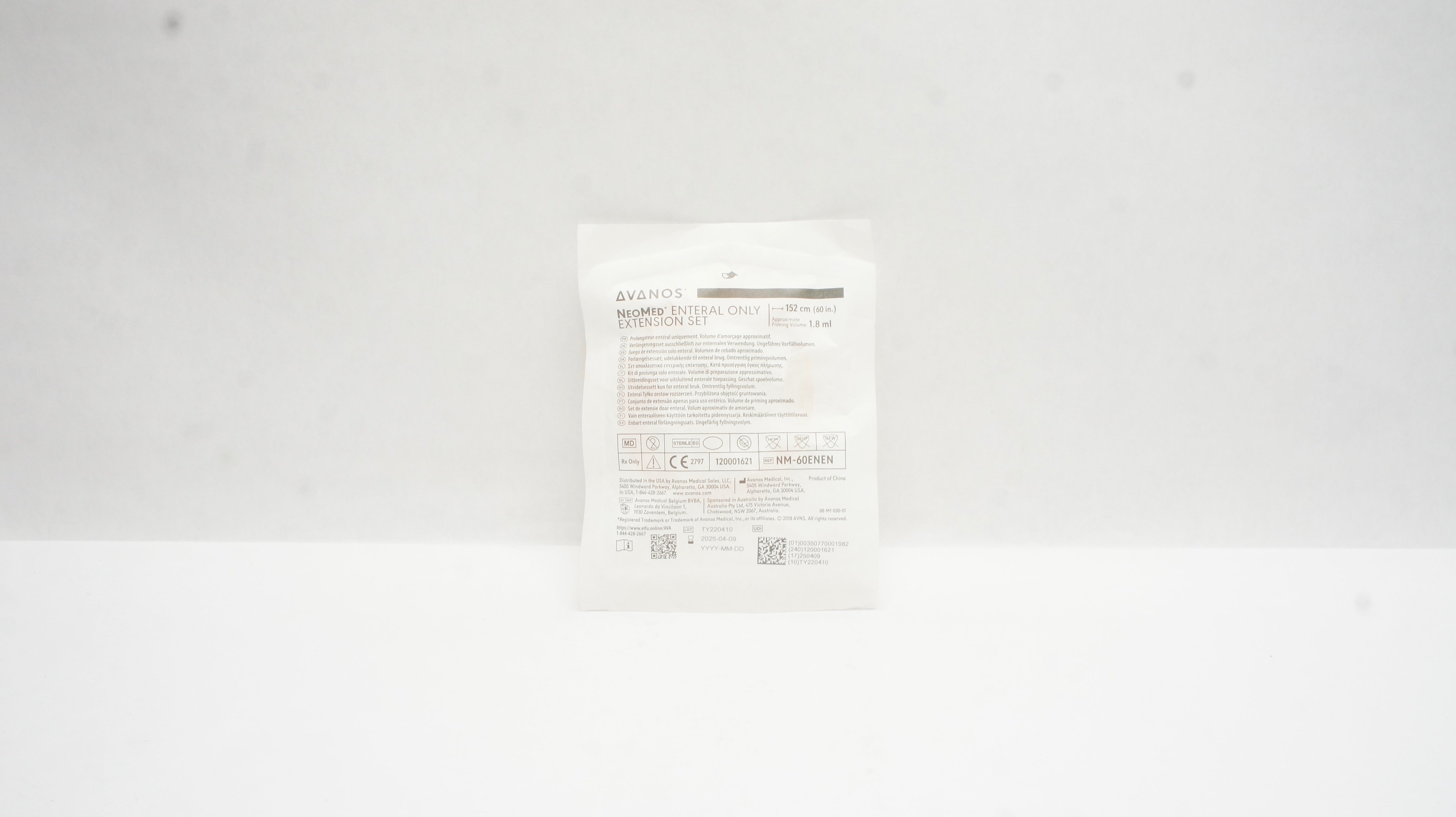 Avanos NM-60ENEN Enteral Extension Set Approx. Priming Volume 1.8mL x 60 inch