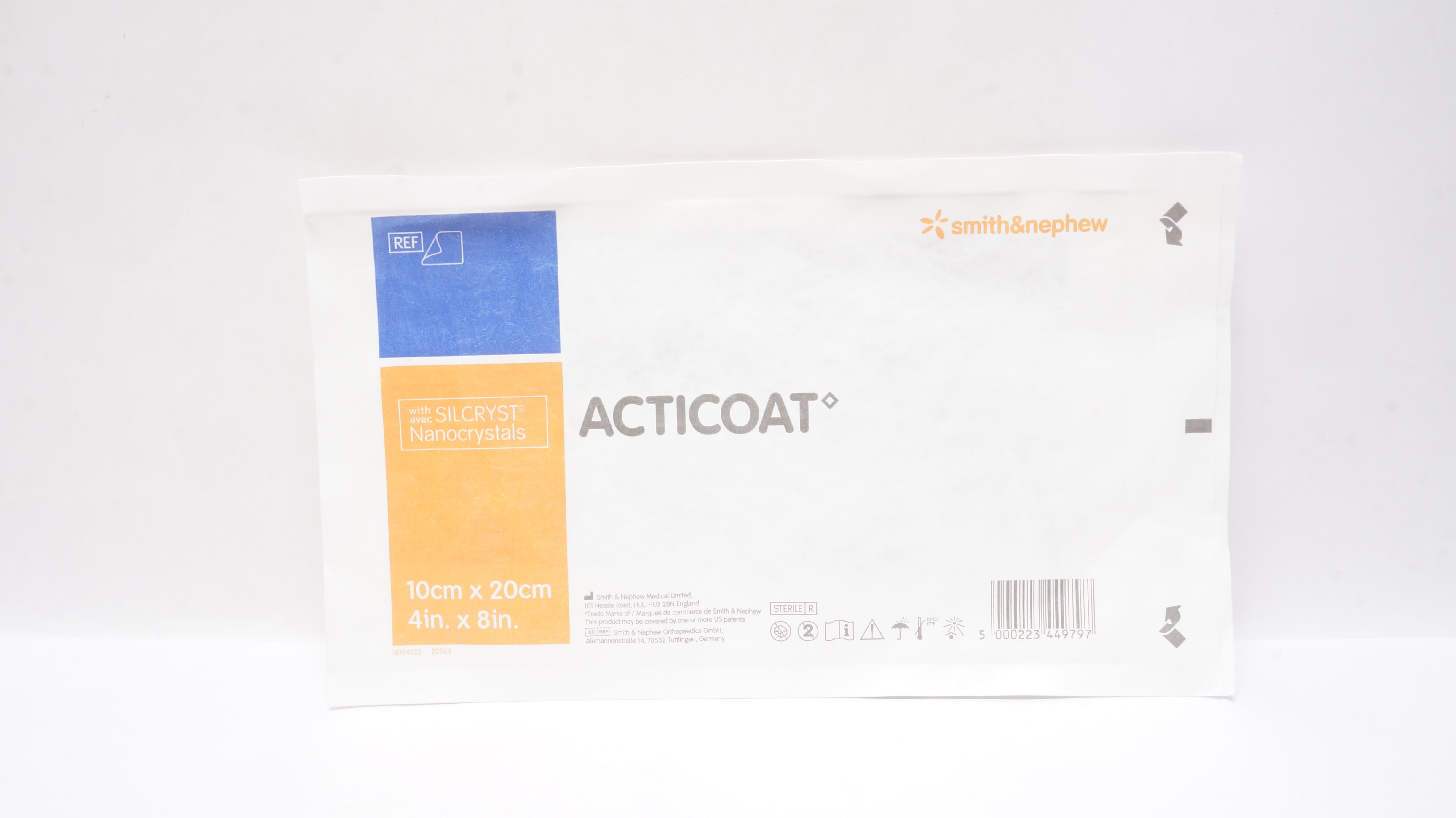 Smith&Nephew 20201 ACTICOAT Silver-Coated Antimicrobial Dressing, 4inch x 8inch