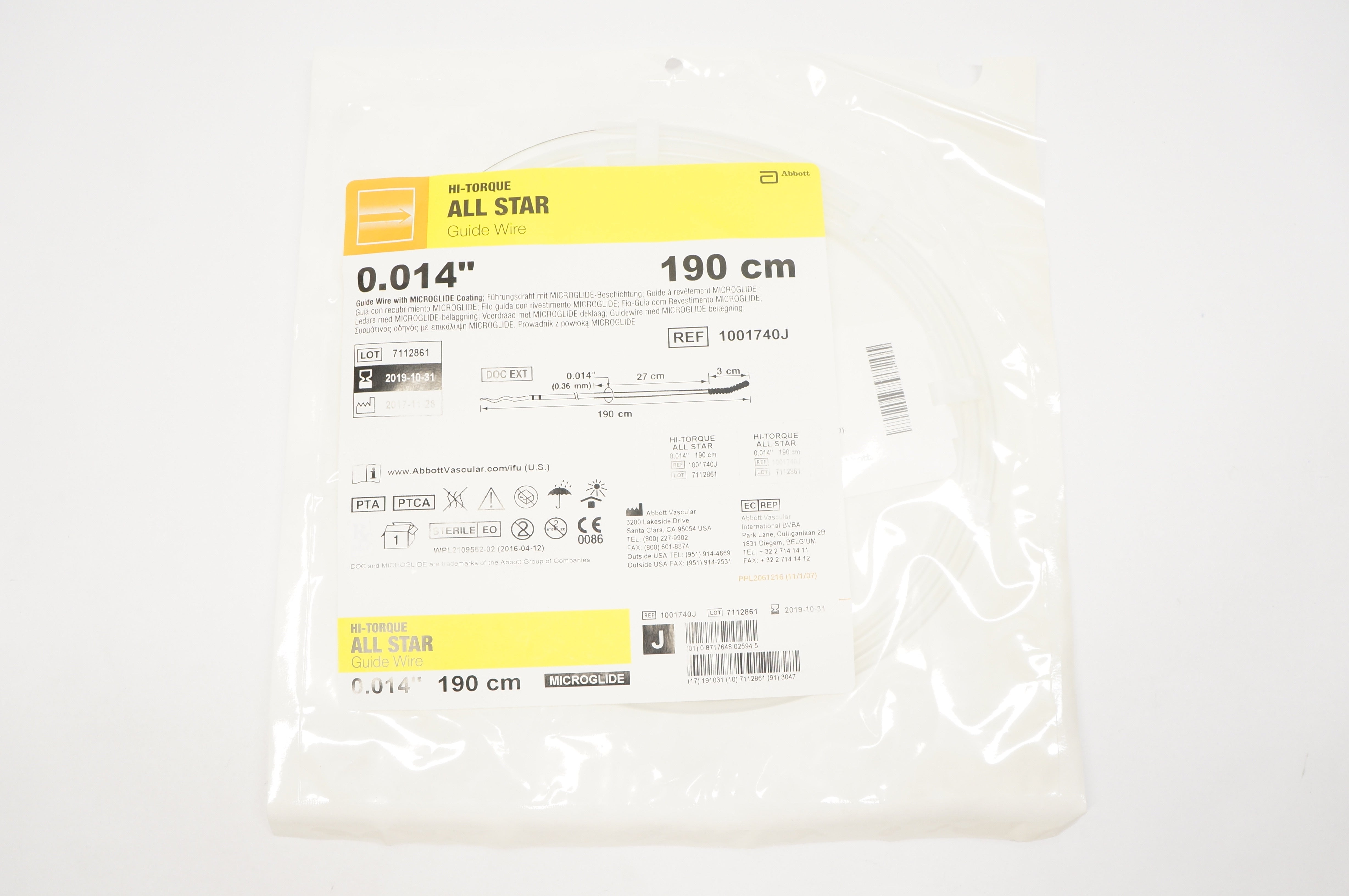 Abbott 1001740J Hi-Torque All Star Guide Wire  0.014inch x 190cm (x)