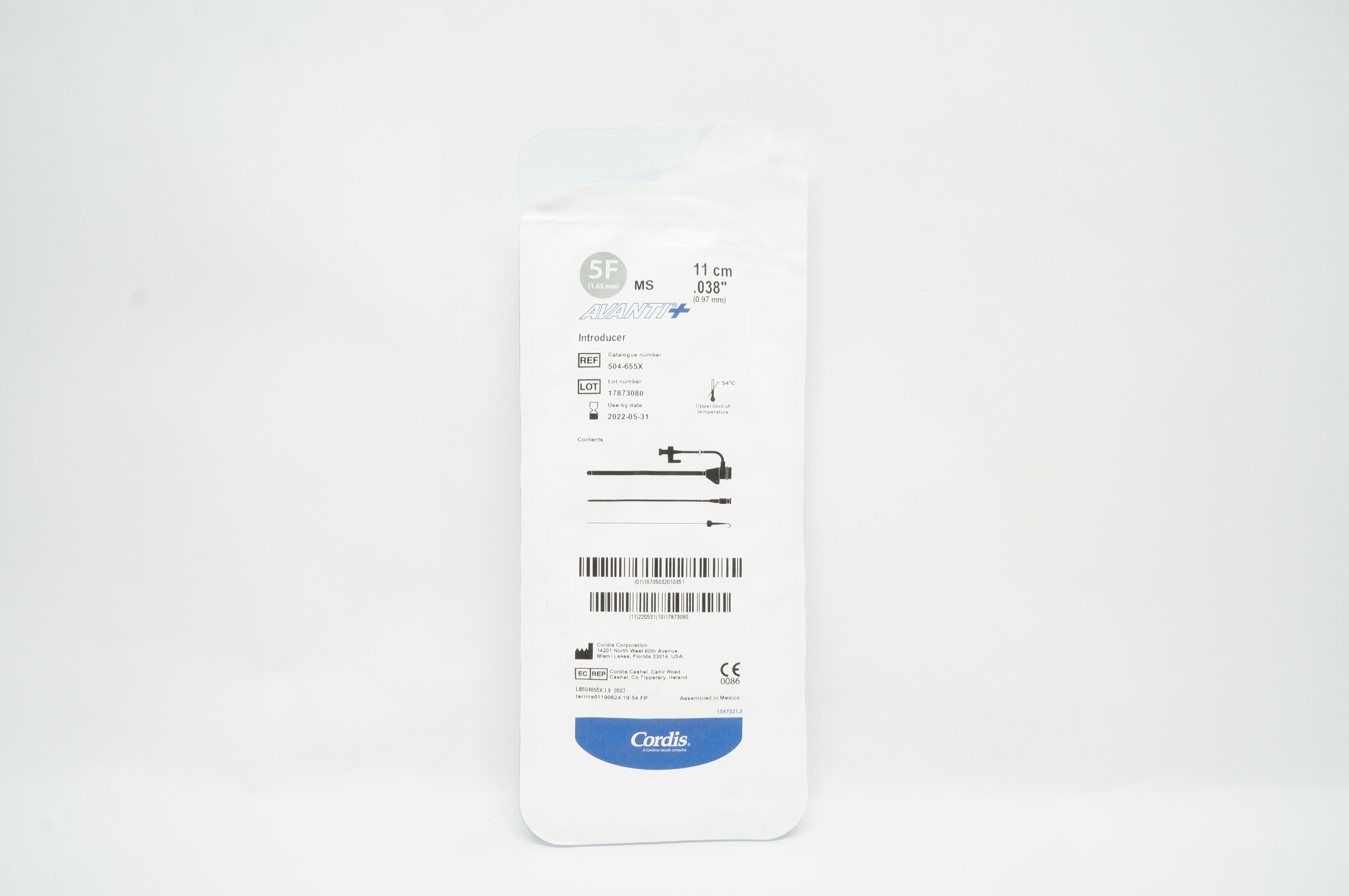 Cordis 504-655X AVANTI Plus Introducer MS 5F 0.038in. x 11cm (x)