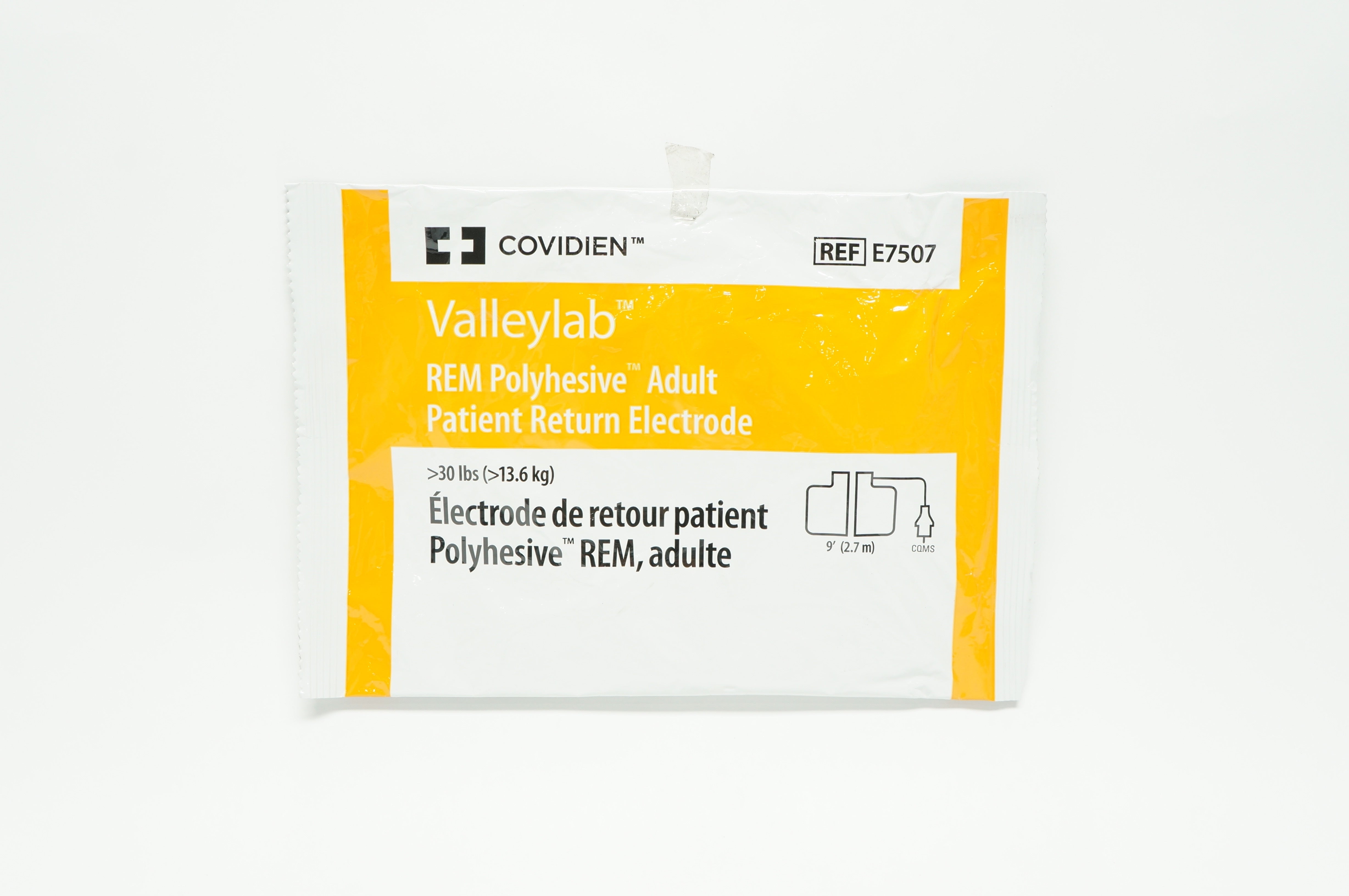 Covidien E7507 Valleylab REM Polyhesive Adult Return Electrode >30 lbs x 9F (x)