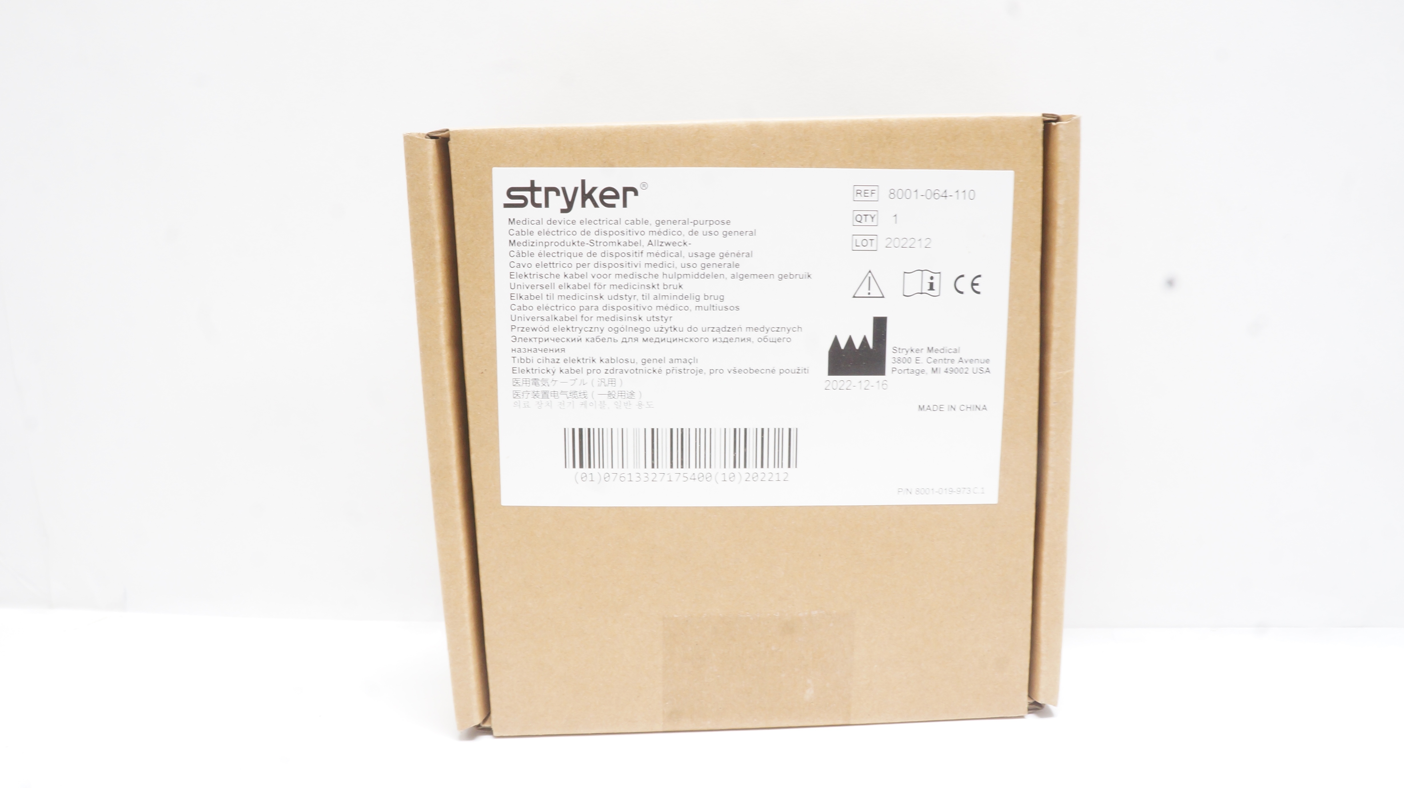 Stryker 8001-064-110 Medical Device Electrical Cable General-Purpose