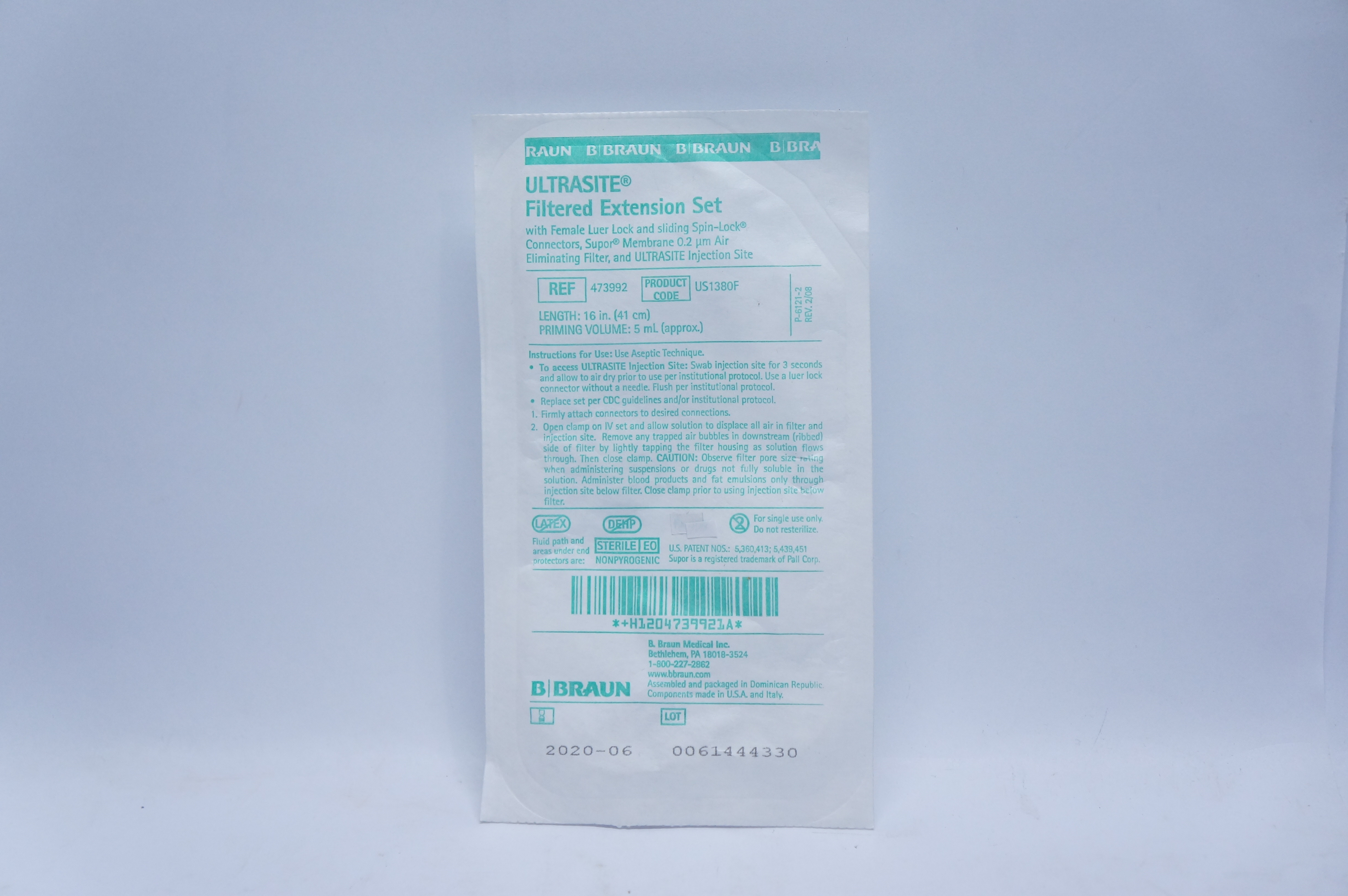 Braun 473992 Ultrasite Filtered Extension Set with Female Luer Lock 16in 5mL(x)