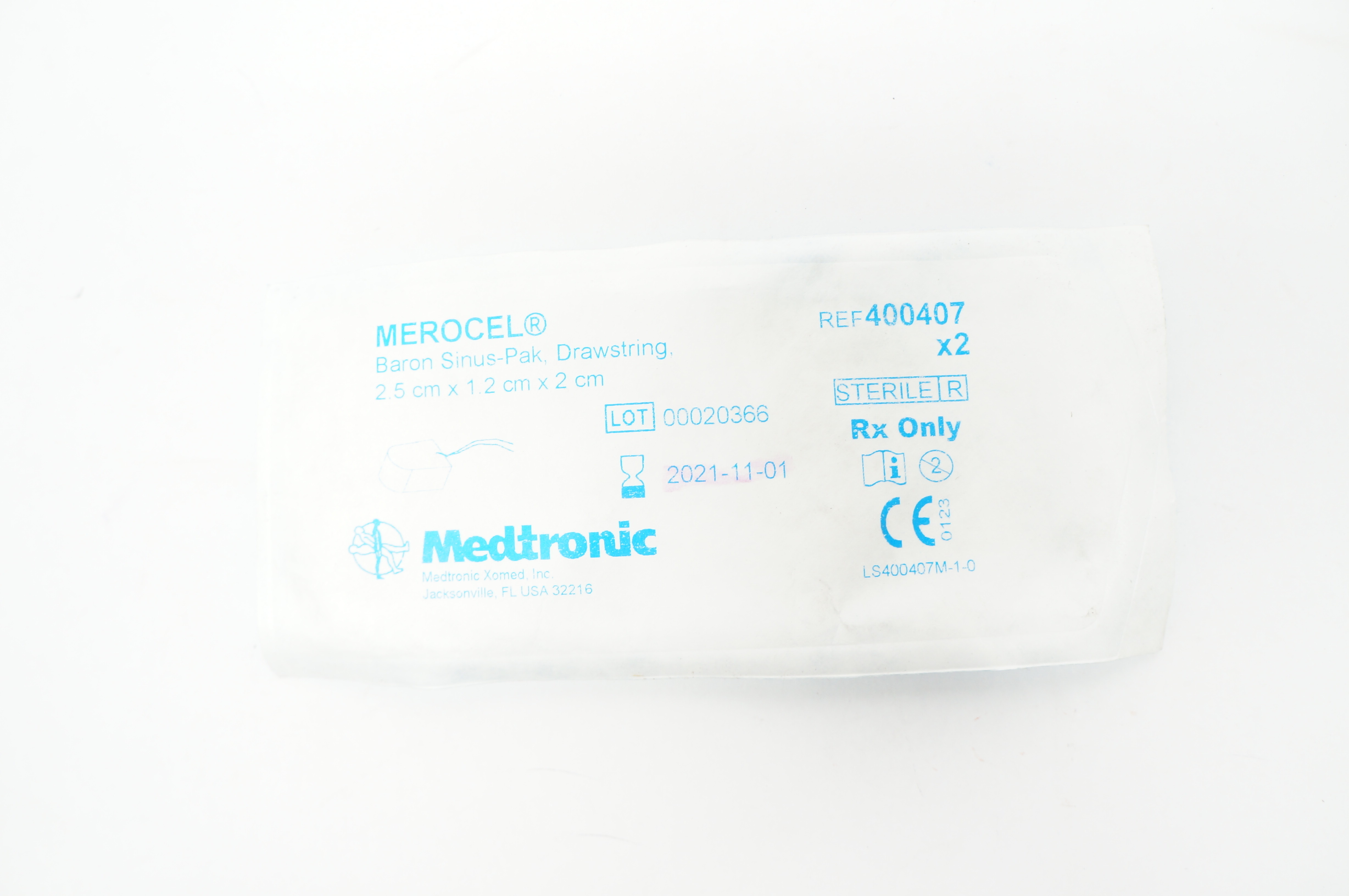 Medtronic 400407 MEROCEL Baron Sinus-Pak Drawstring 2.5 x 1.2 x 2cm-Pack of 2(x)