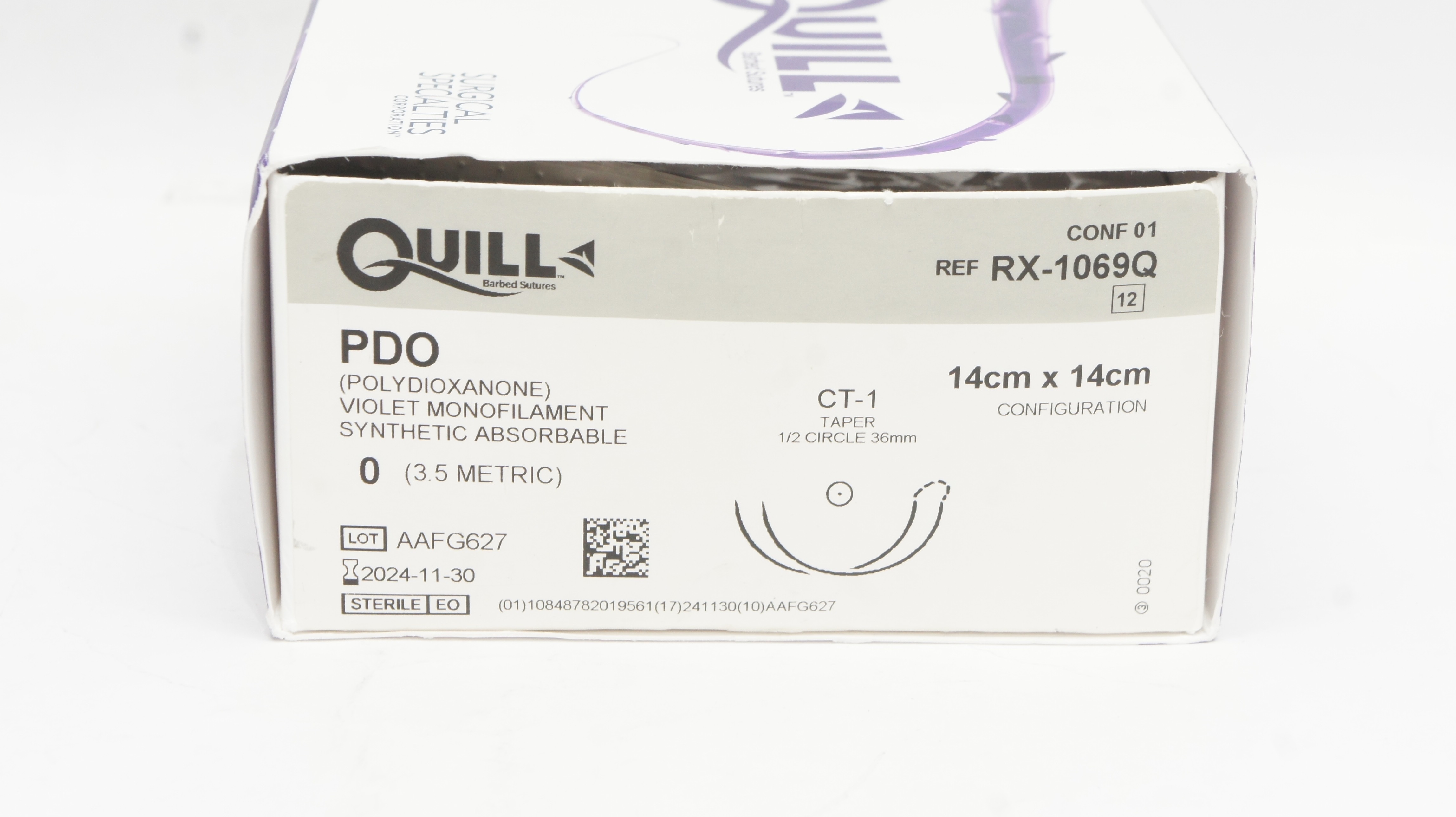 Surgical Specialties RX-1069Q 0 Stre CT-1 1/2c 36mm Taper 14 x 14cm - Box of 8
