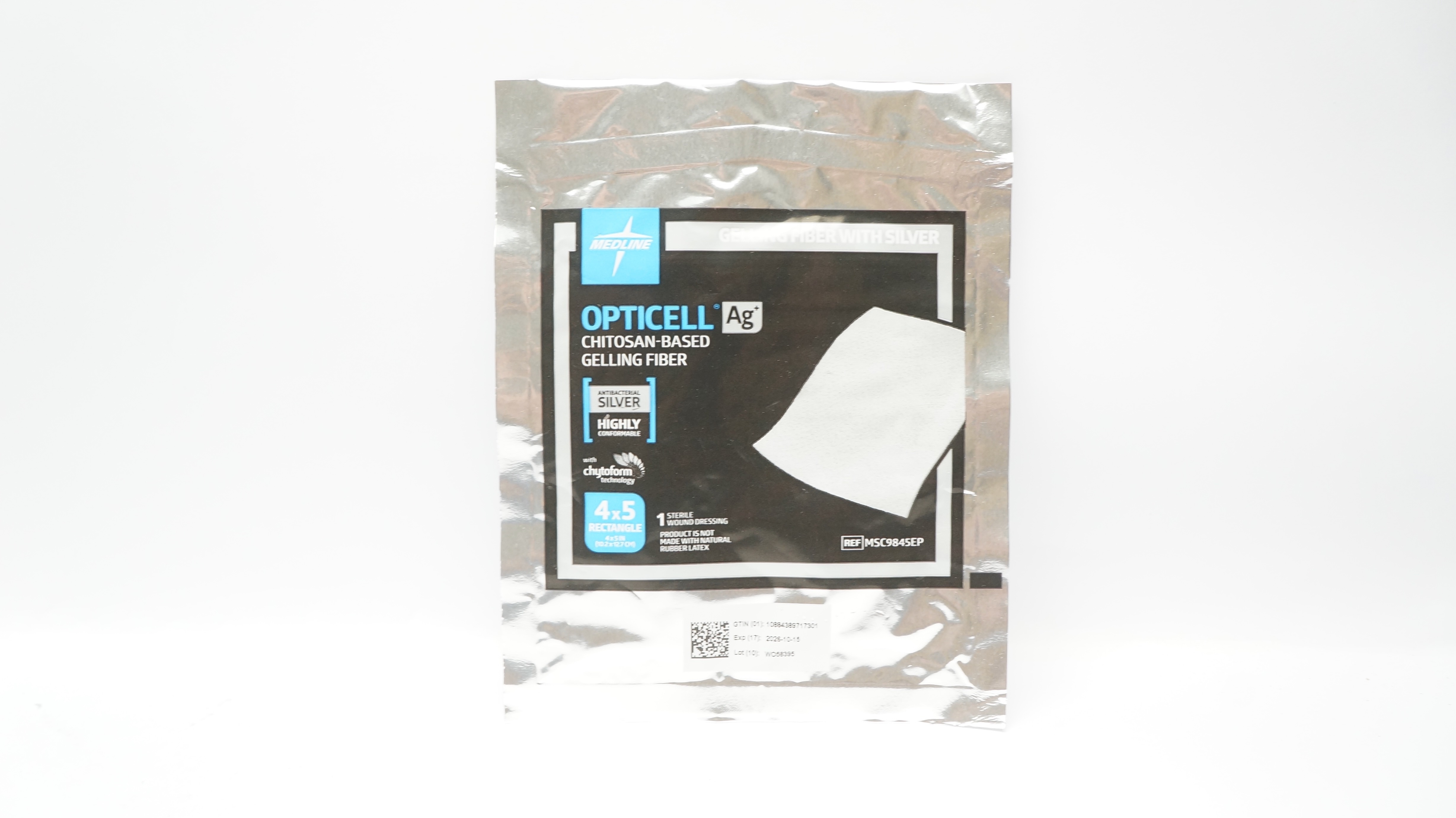 Medline MSC9845EP OPTICELL Chitosan-Based Gelling Fiber 4 x 5in