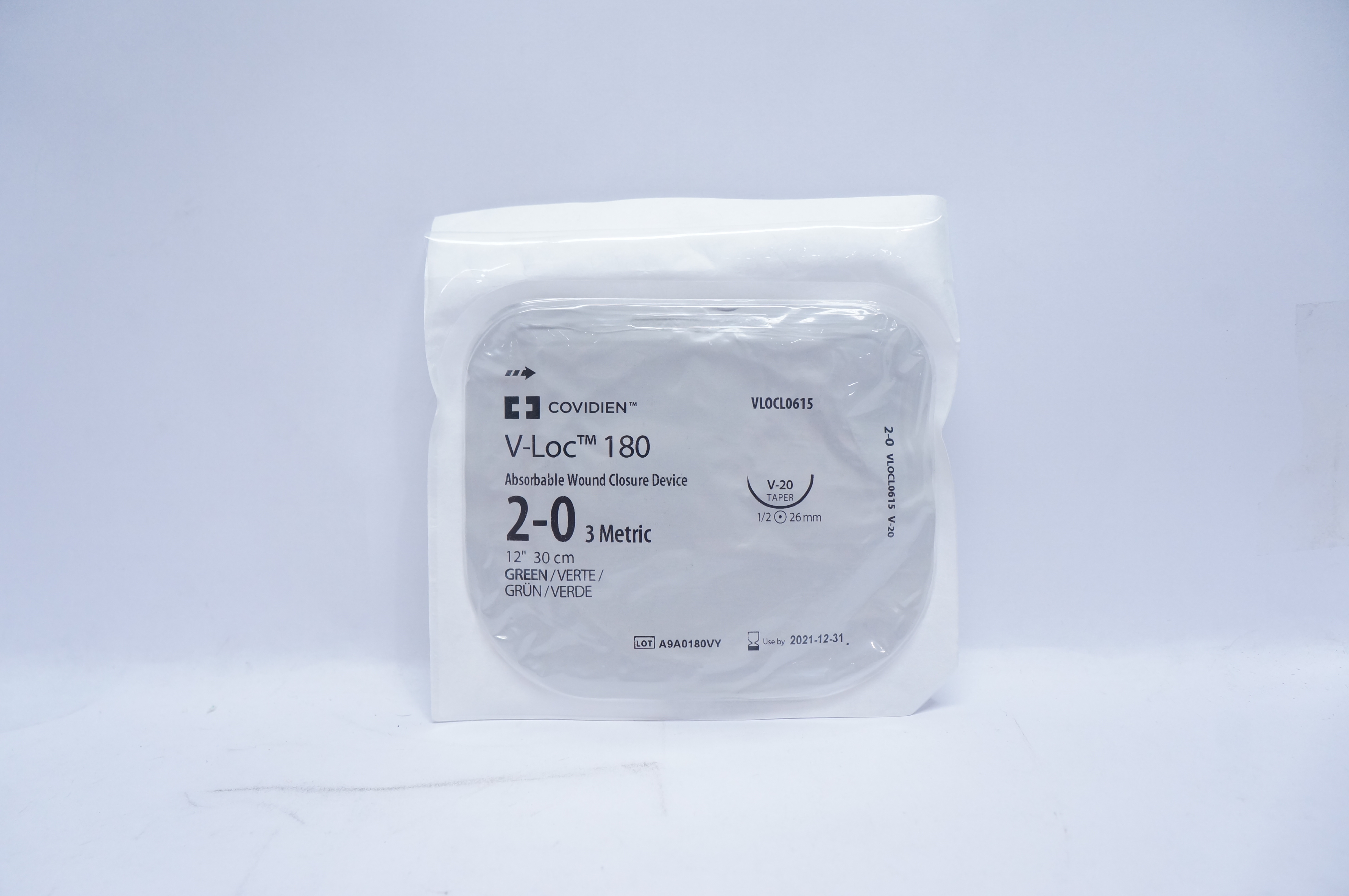 Covidien VLOCL0615 2-0 V-Loc 180, V-20, 1/2 26mm, 12inch