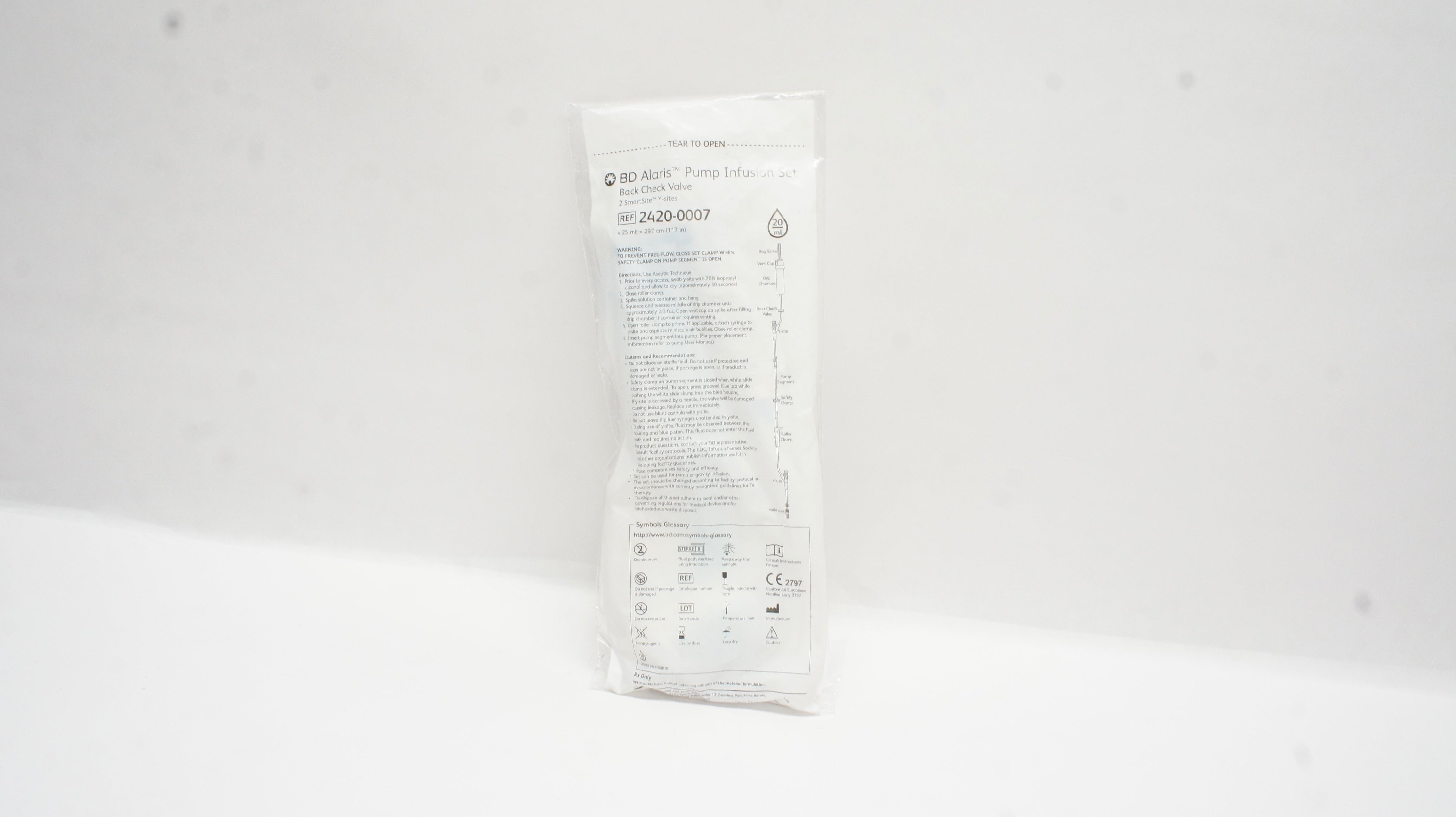 BD 2420-0007 Alaris Pump Infusion Set Check Valve 117inch x 25ml 20Drops/ml (x)