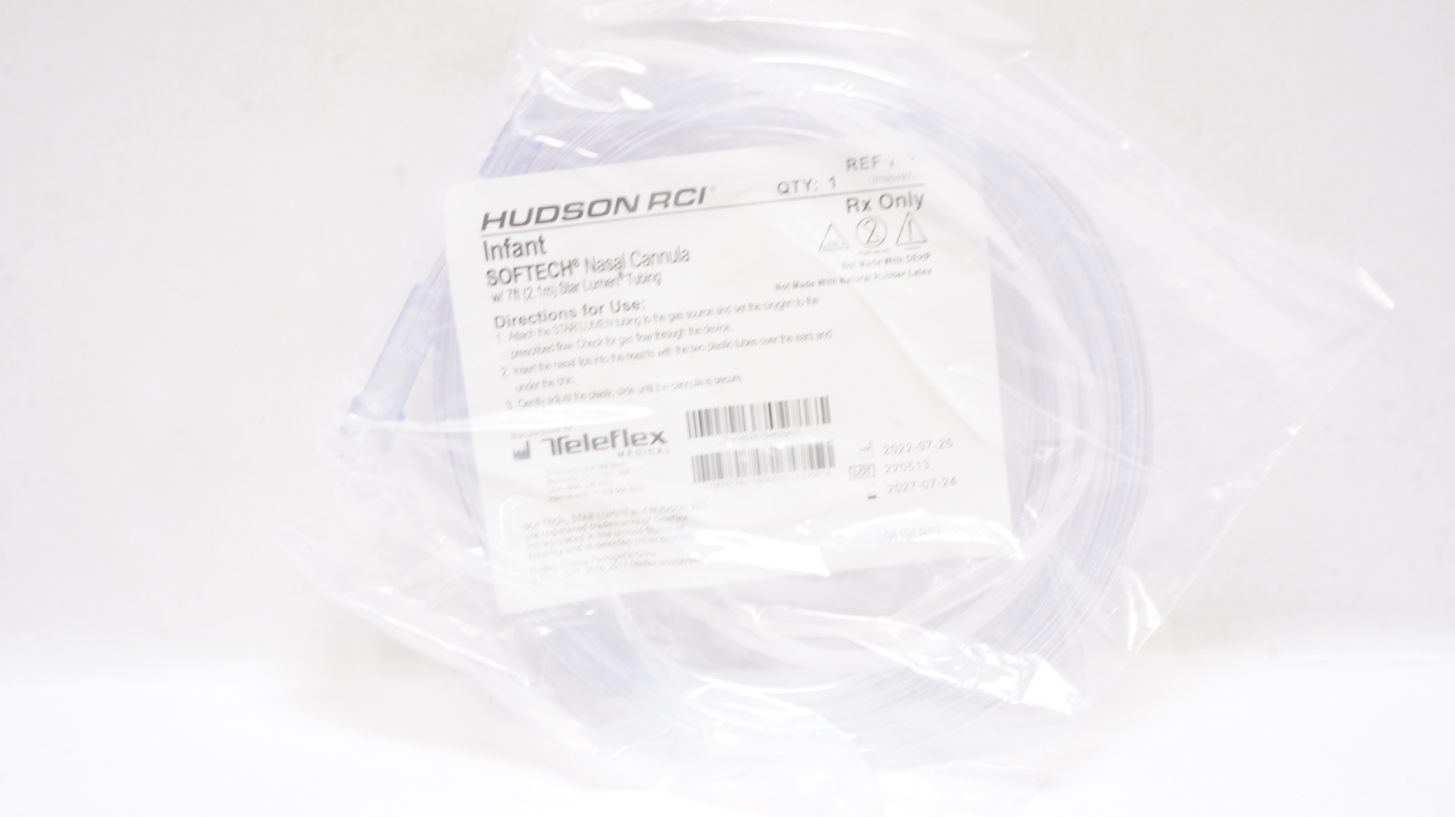 Teleflex 1828 Hudson RCI Infant Softech Nasal Cannula w/7ft. Star Lumen Tubing