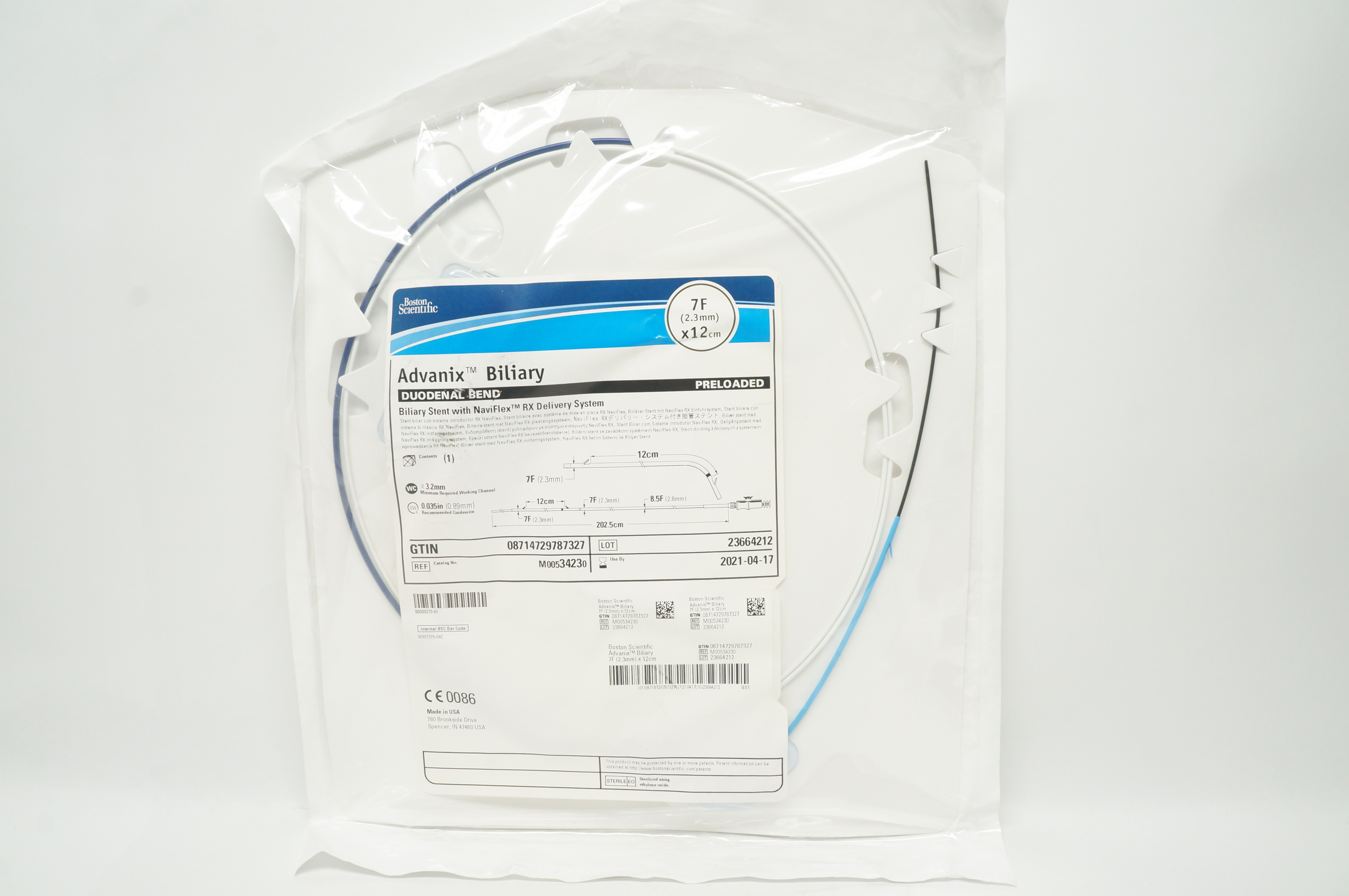 Boston Scientific 3423 Advanix Duodenal Bend Rx Biliary Stnt 7F x 12cm (x)