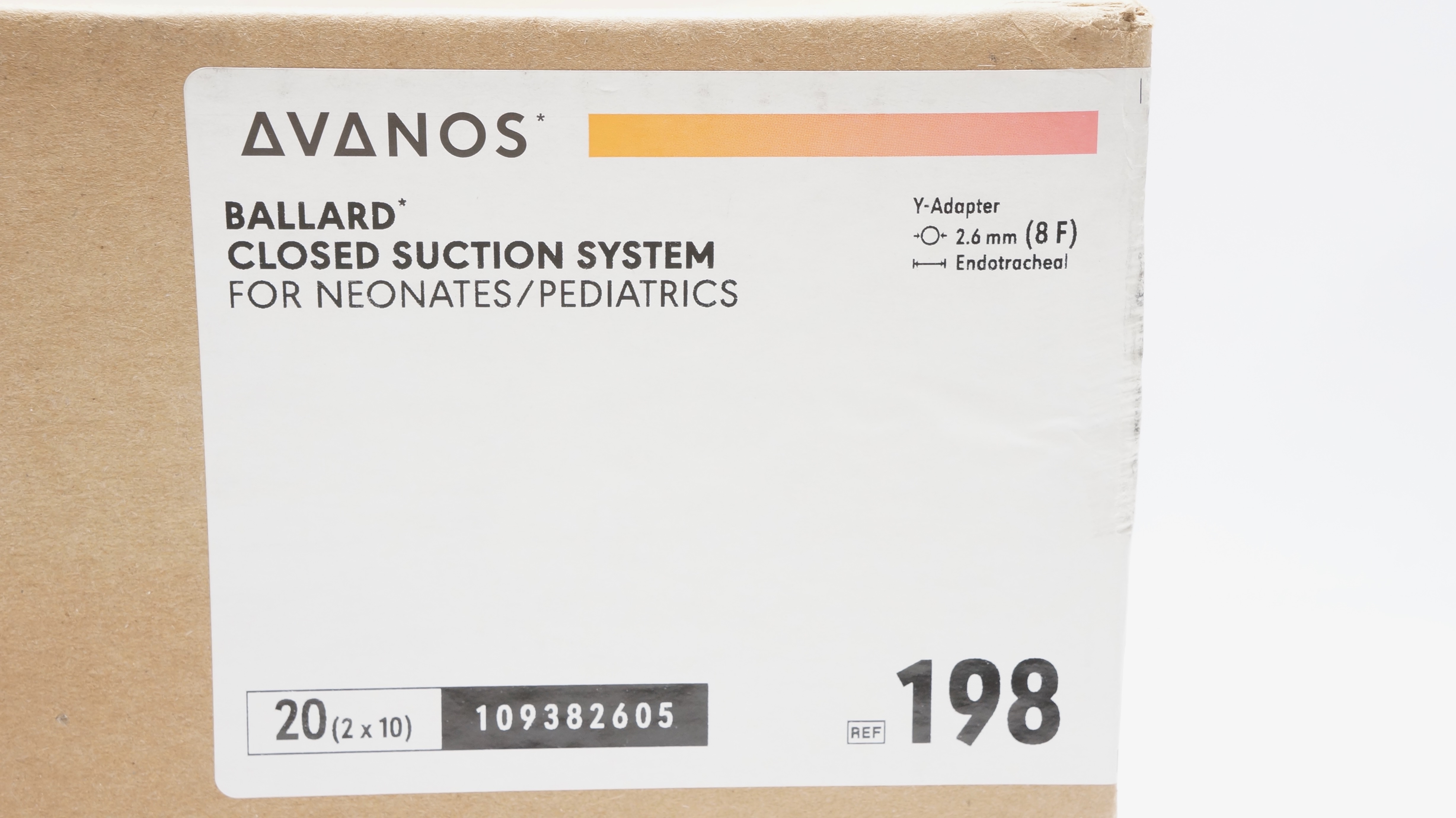 Avanos 198 Ballard Closed Suction System For Neonates/Pediatrics 8F - Box of 20