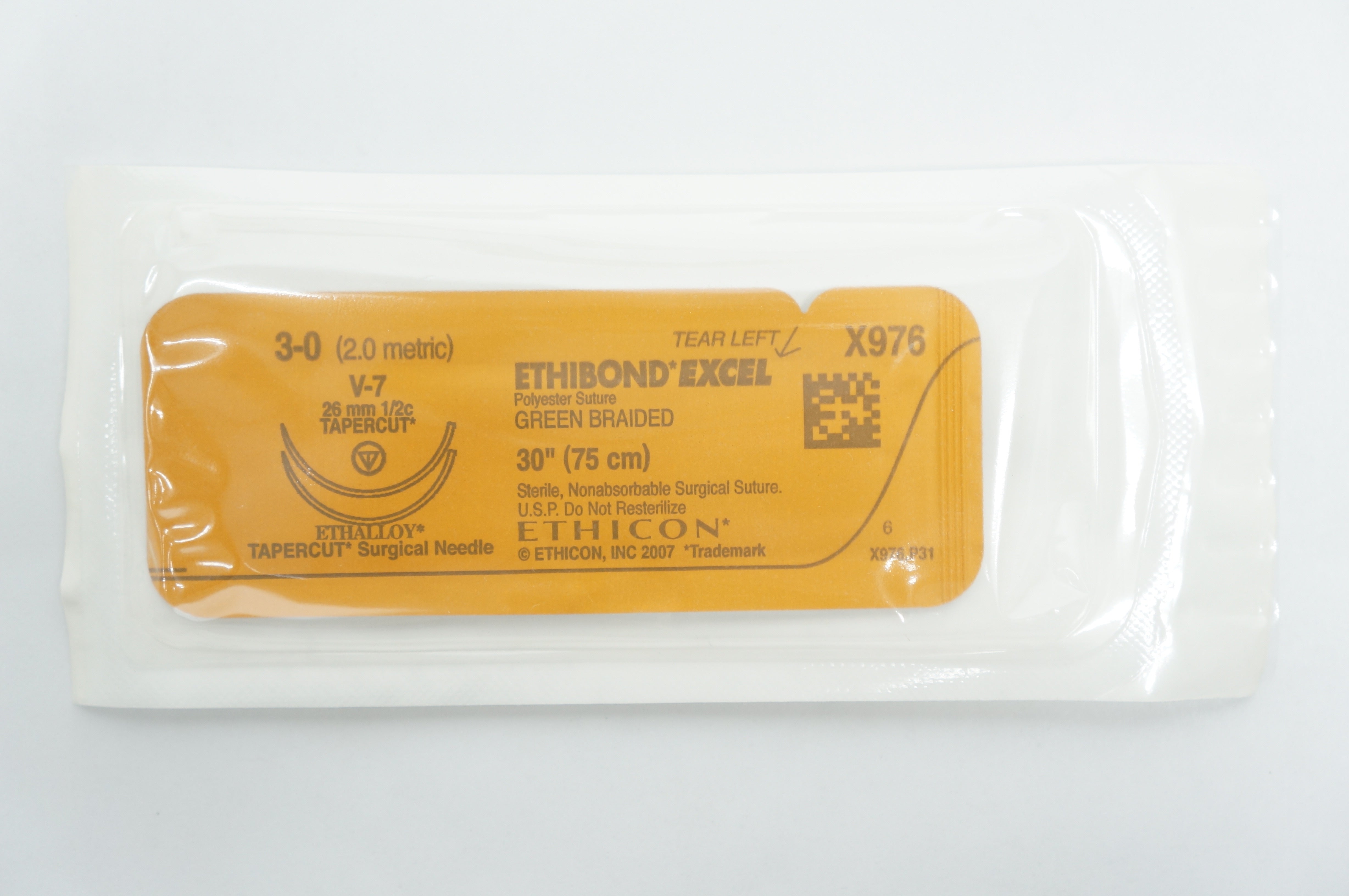 Ethicon X976 Green Braided Nonabsorbable Polyester Stre. 3-0, 30in., Tapercut (x)