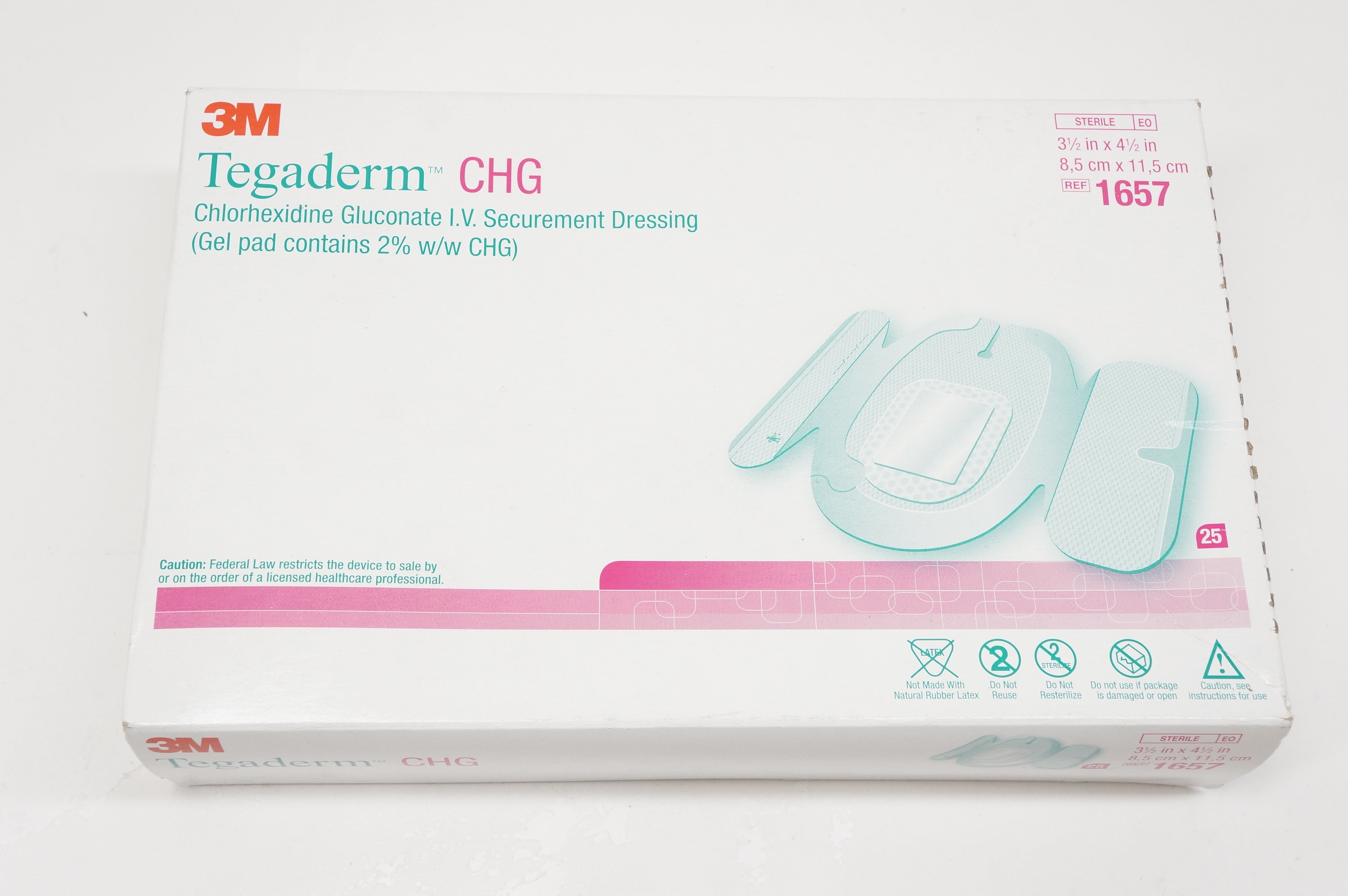 3M 1657 CHG Chlorhexidine Gluconate IV Securement Dressing 3-1/2x4-1/2in