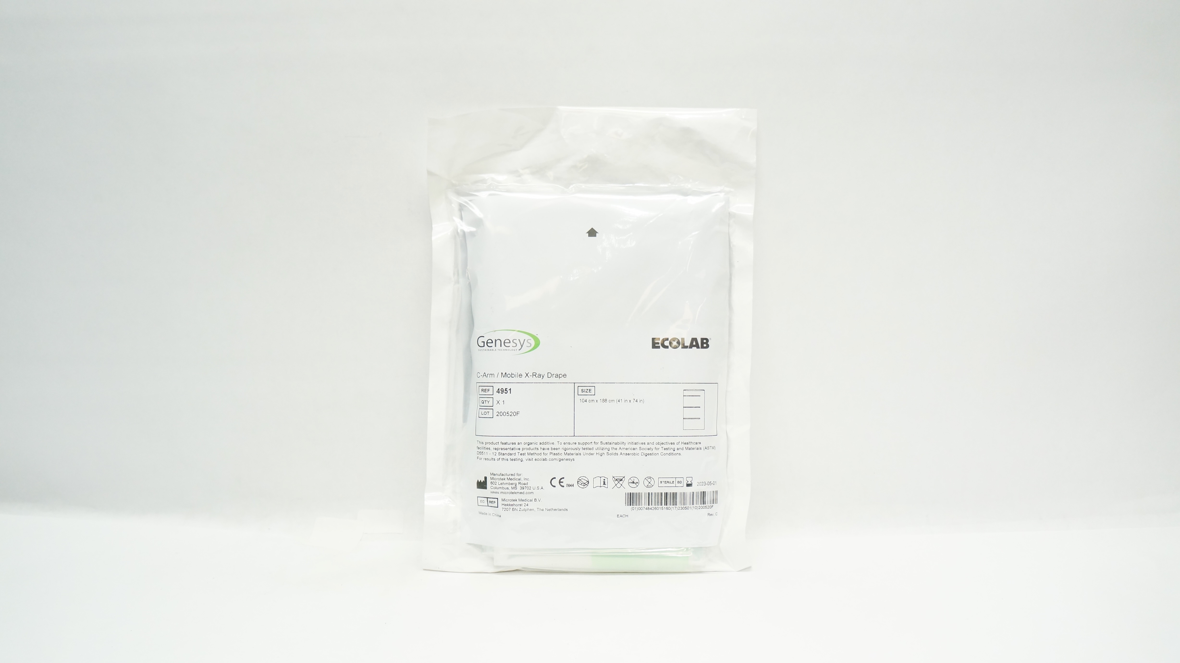 Microtek 4951 Genesys Ecolab C-Arm/Mobile X-Ray Drape 41inch x 74inch (x)