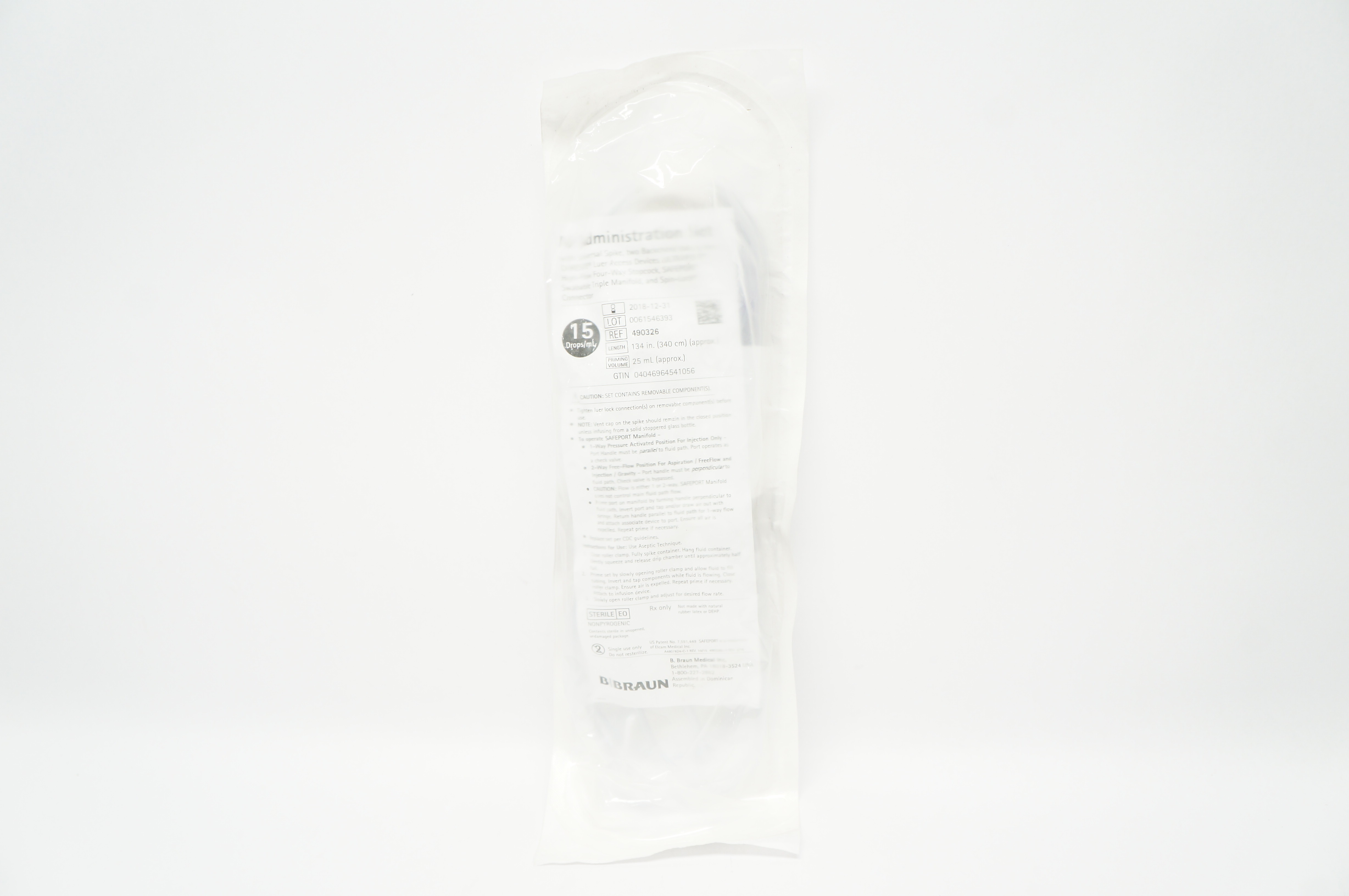 Braun 490326 IV Administration Set 15 Drops/mL, Approx. 134inch, 25 mL (x)