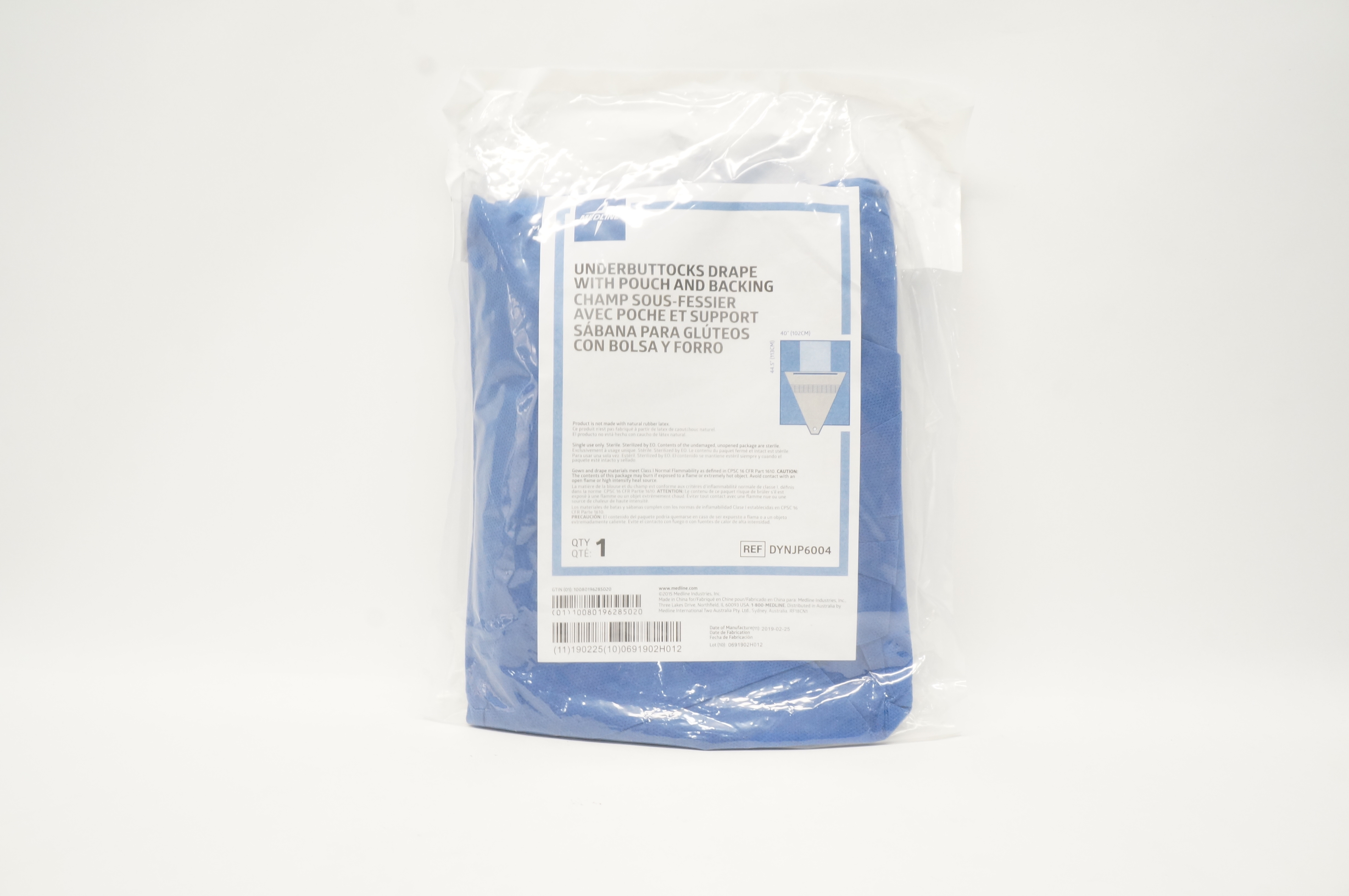 Medline DYNJP6004 UnderButtocks Drape With Pouch And Backing 44.5 x 40 inch