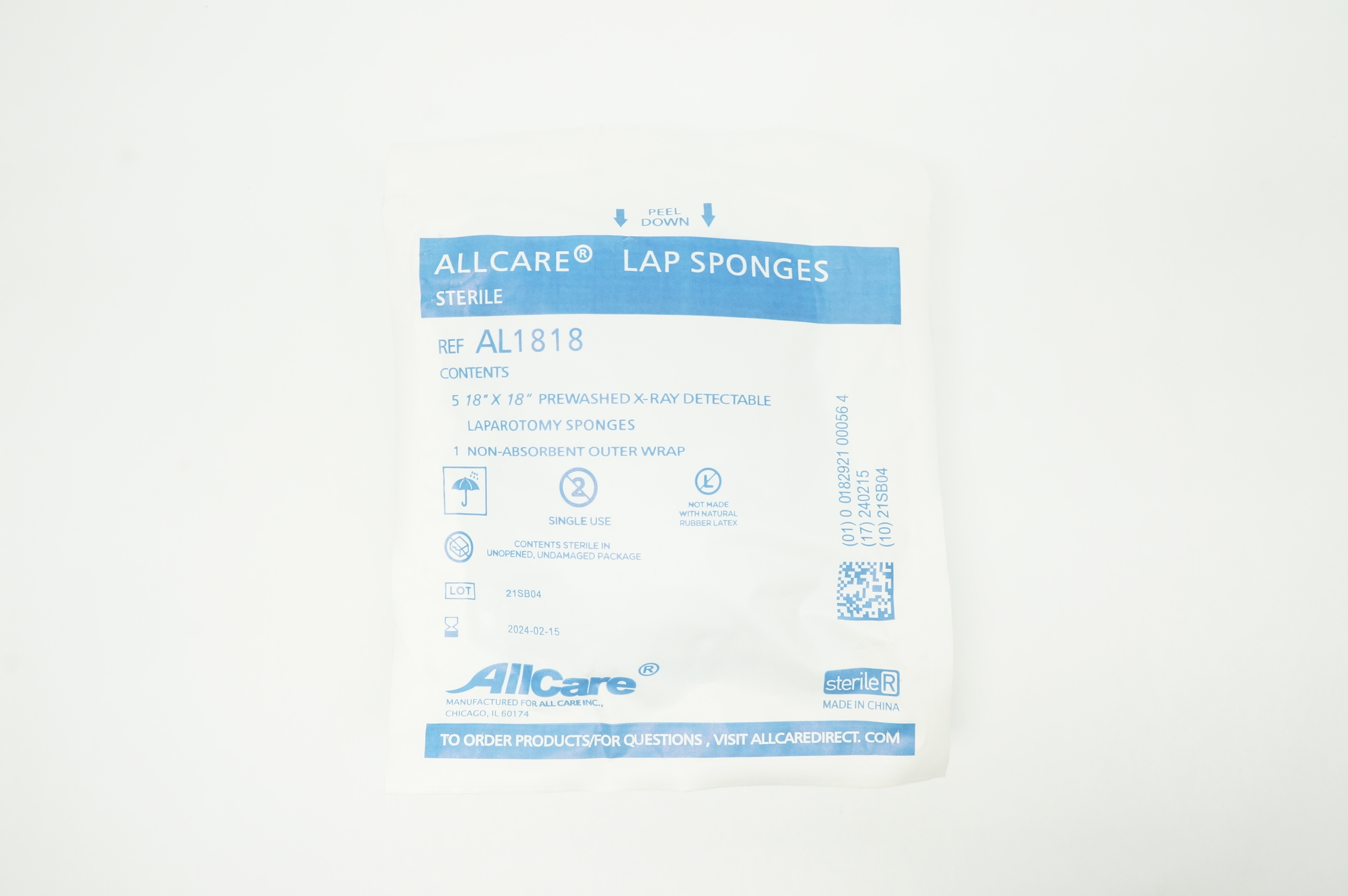 AllCare AL1818 Lap Sponges  18 inch  x 18 inch - Pack of 5
