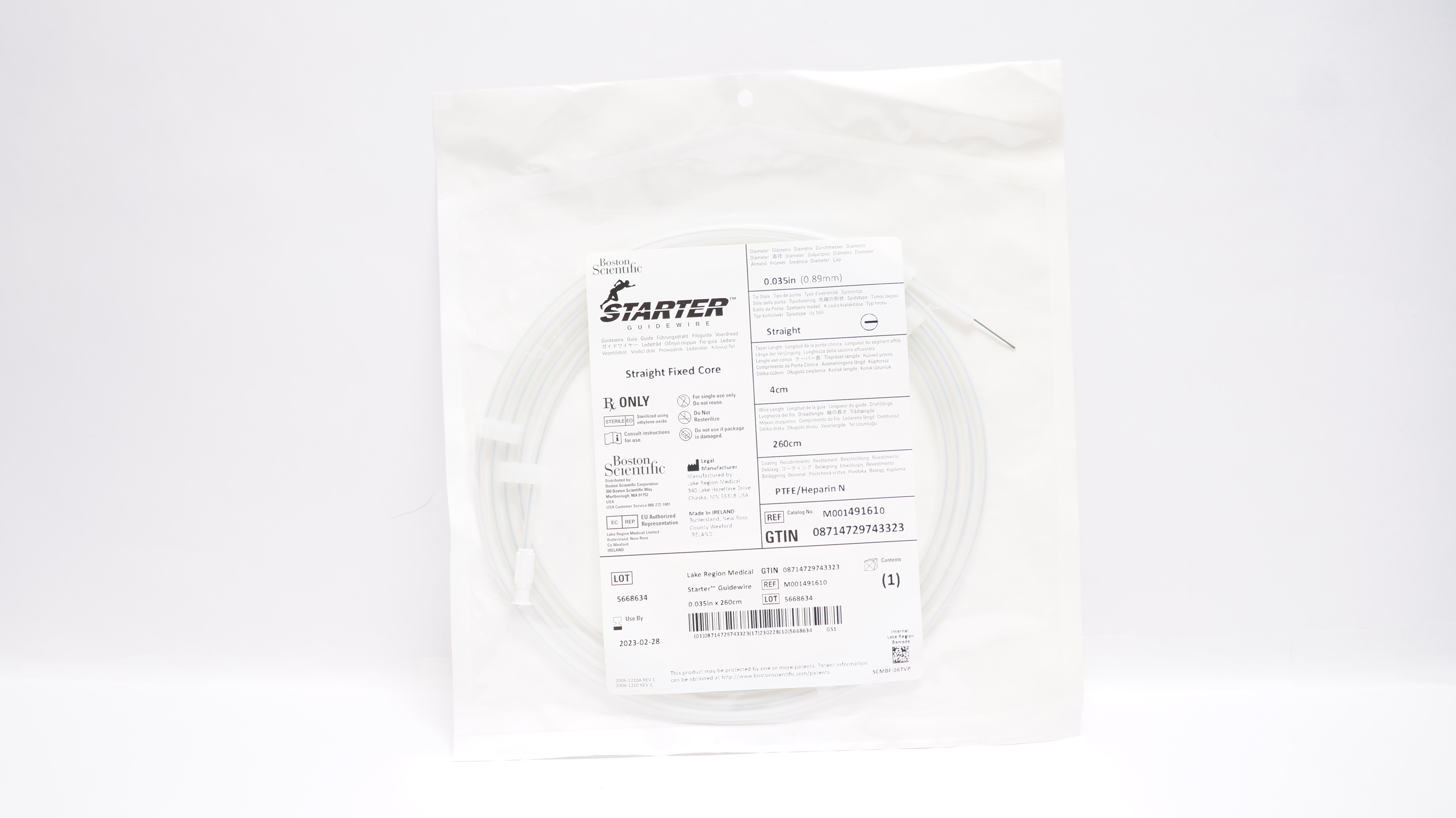 Lake Region Medical M001491610 Starter Straight Fixed Core 0.035in x 260cm (x)