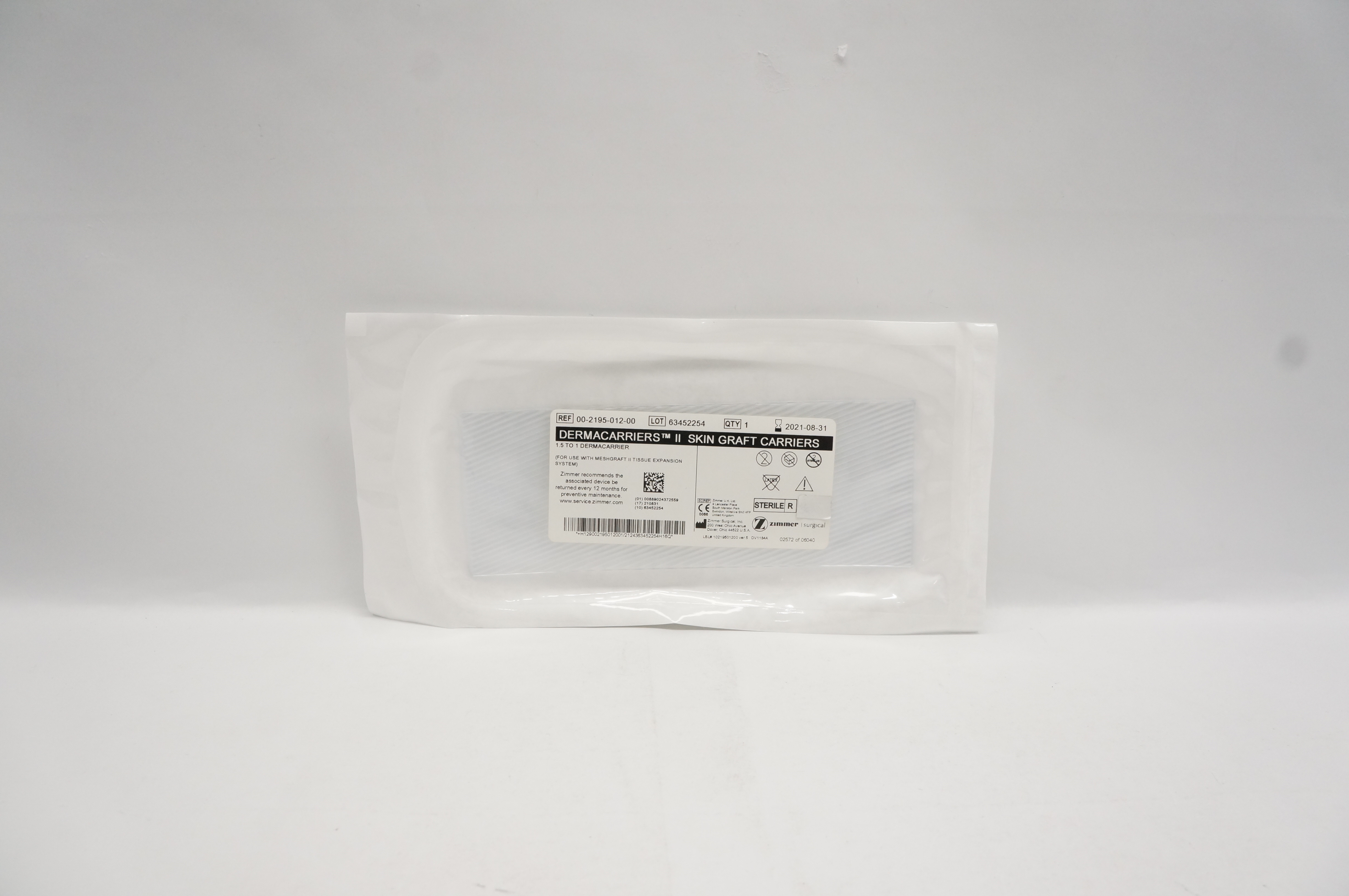 Zimmer 00-2195-012-00 Dermacarriers II Skin Graft Carriers 1.5 to 1