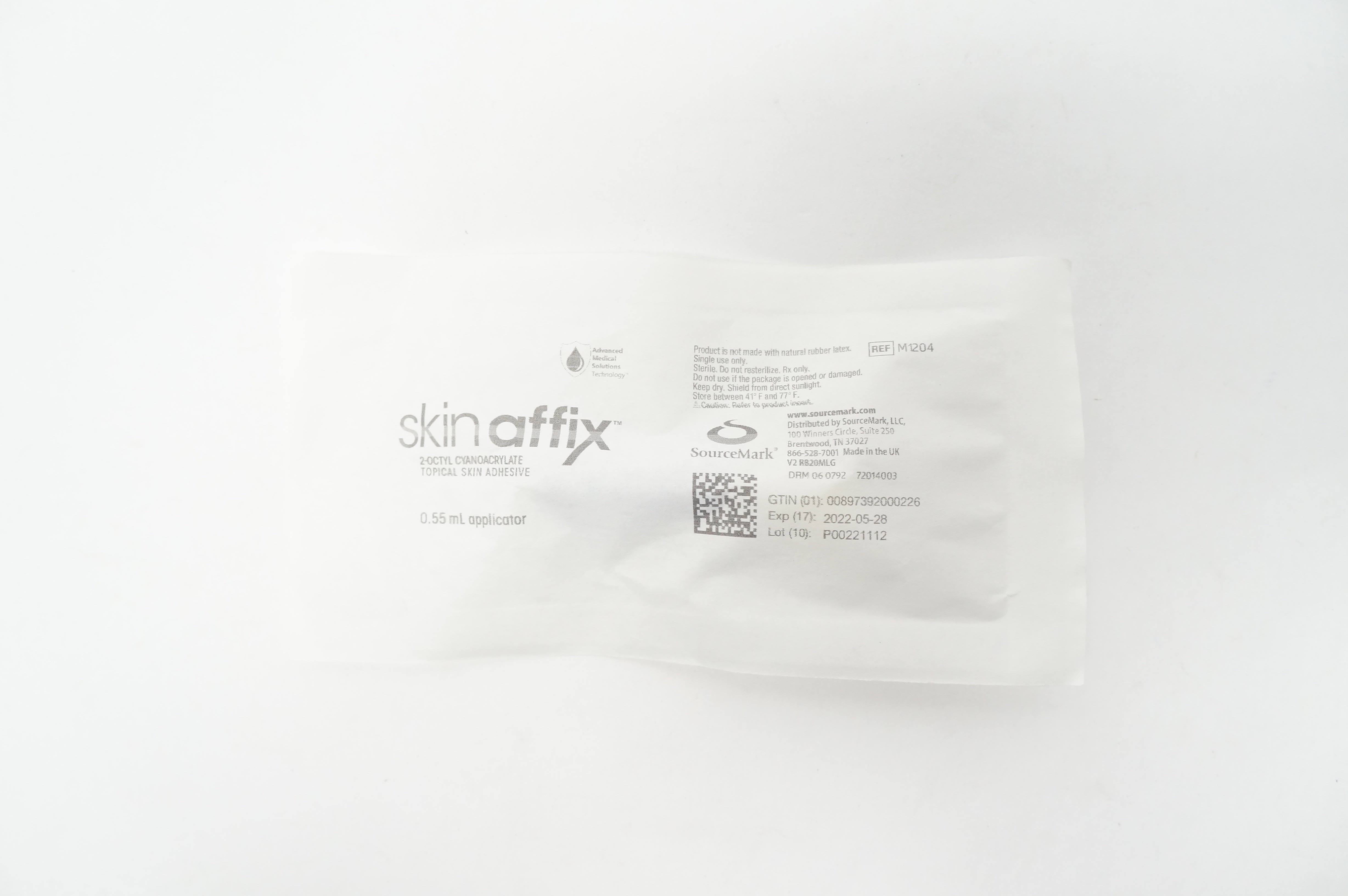 SourceMark M1204 Skin Affix 2-Octyl Cyanoacrylate Topical Skin Adhsive 0.4mL (x)