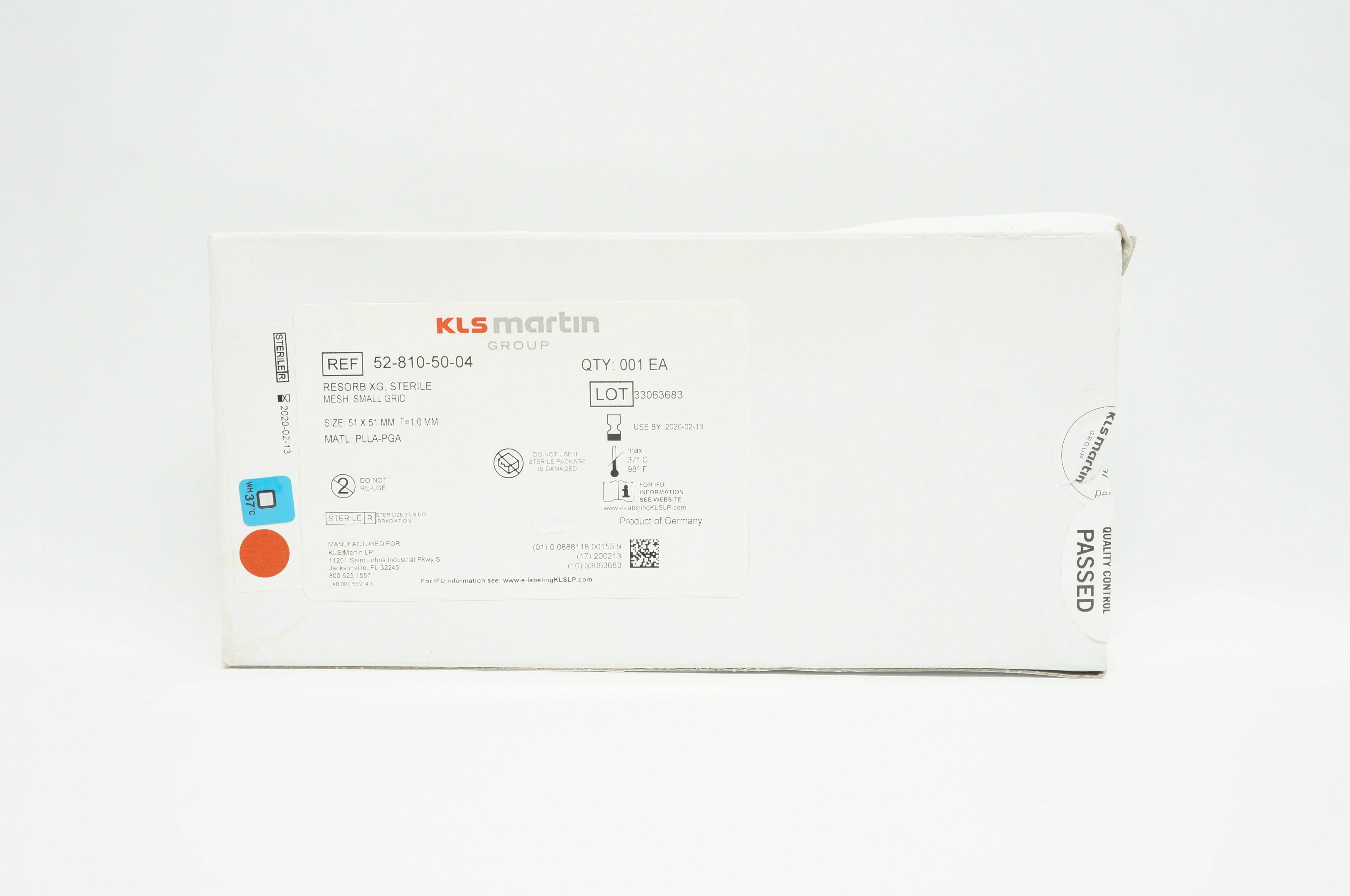 KLS Martin 52-810-50-04 Resorb XG, Sterile Mesh, Small Grid Size 51 x 51mm (x)