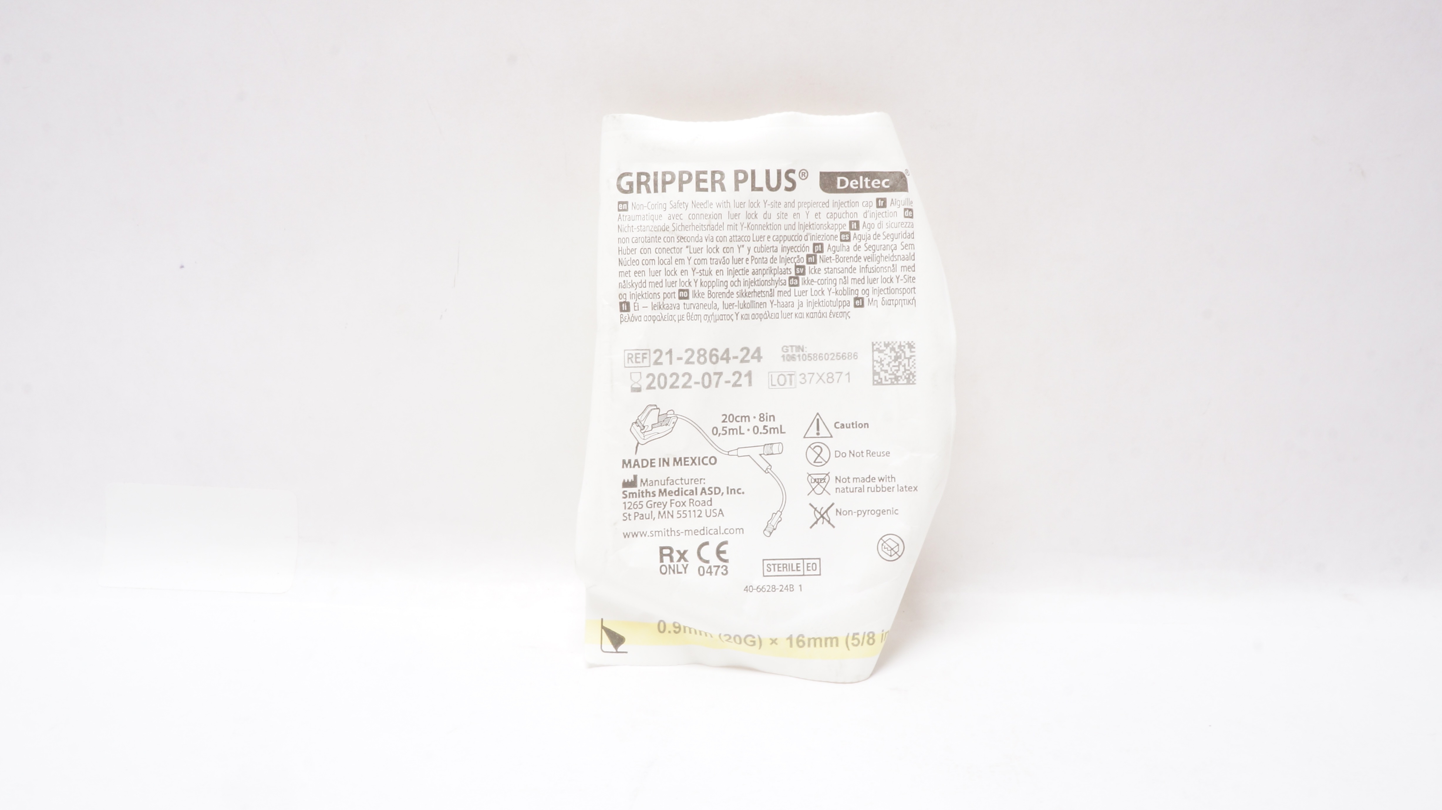 Smiths Medical 21-2864-24 Gripper Plus Non-Coring Safety Ndle 20G x 5/8inch (x)