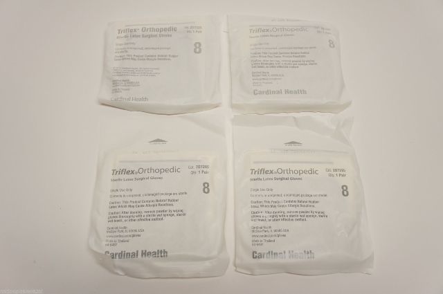 2D7285 ~ Cardinal Health Orthopedic Sterile Latex Surgical Gloves 8 ~ Lot of 4