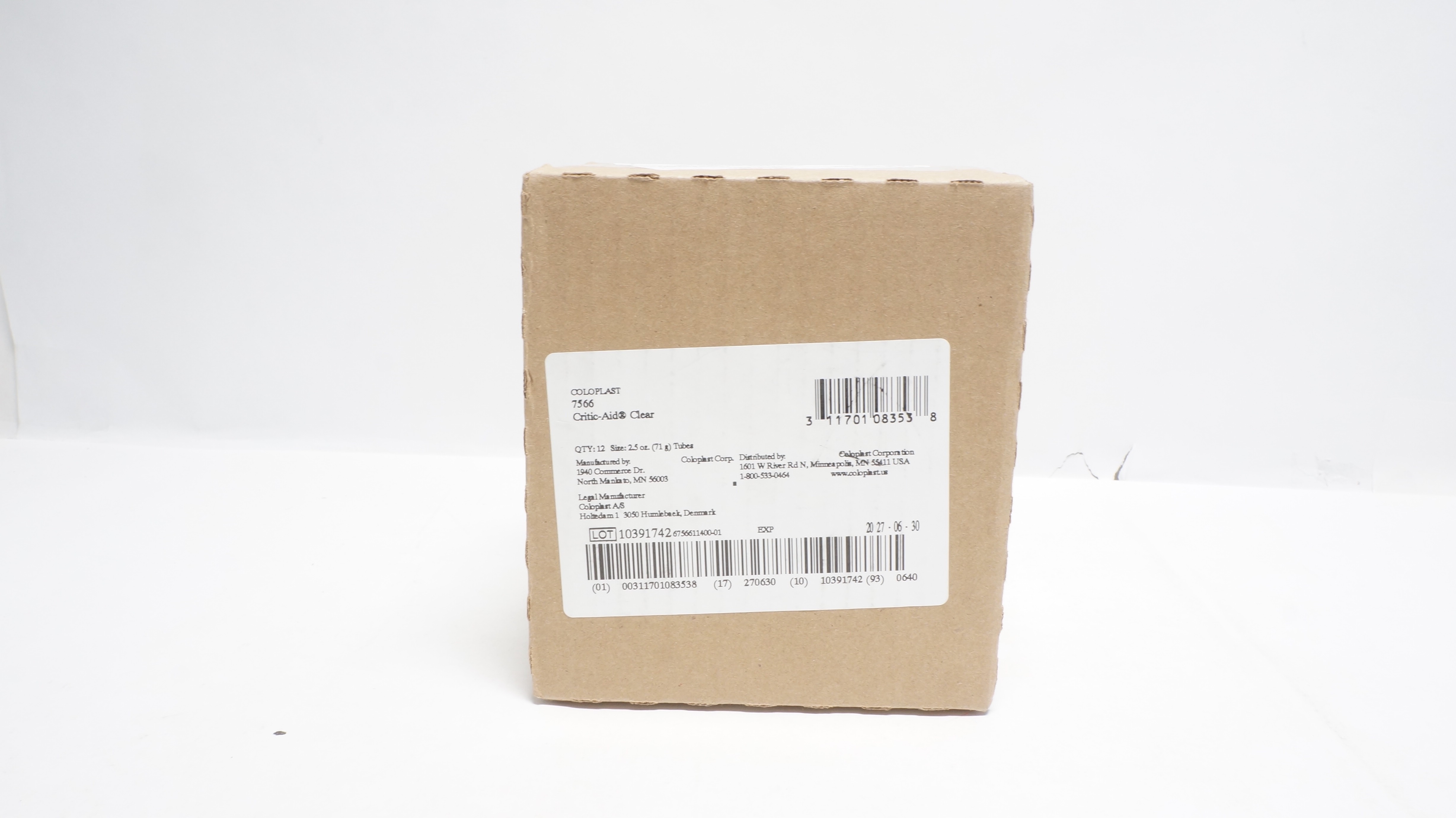 Coloplast 7566 Critic-Aid Clear 2.5oz. Tubes - Box of 12