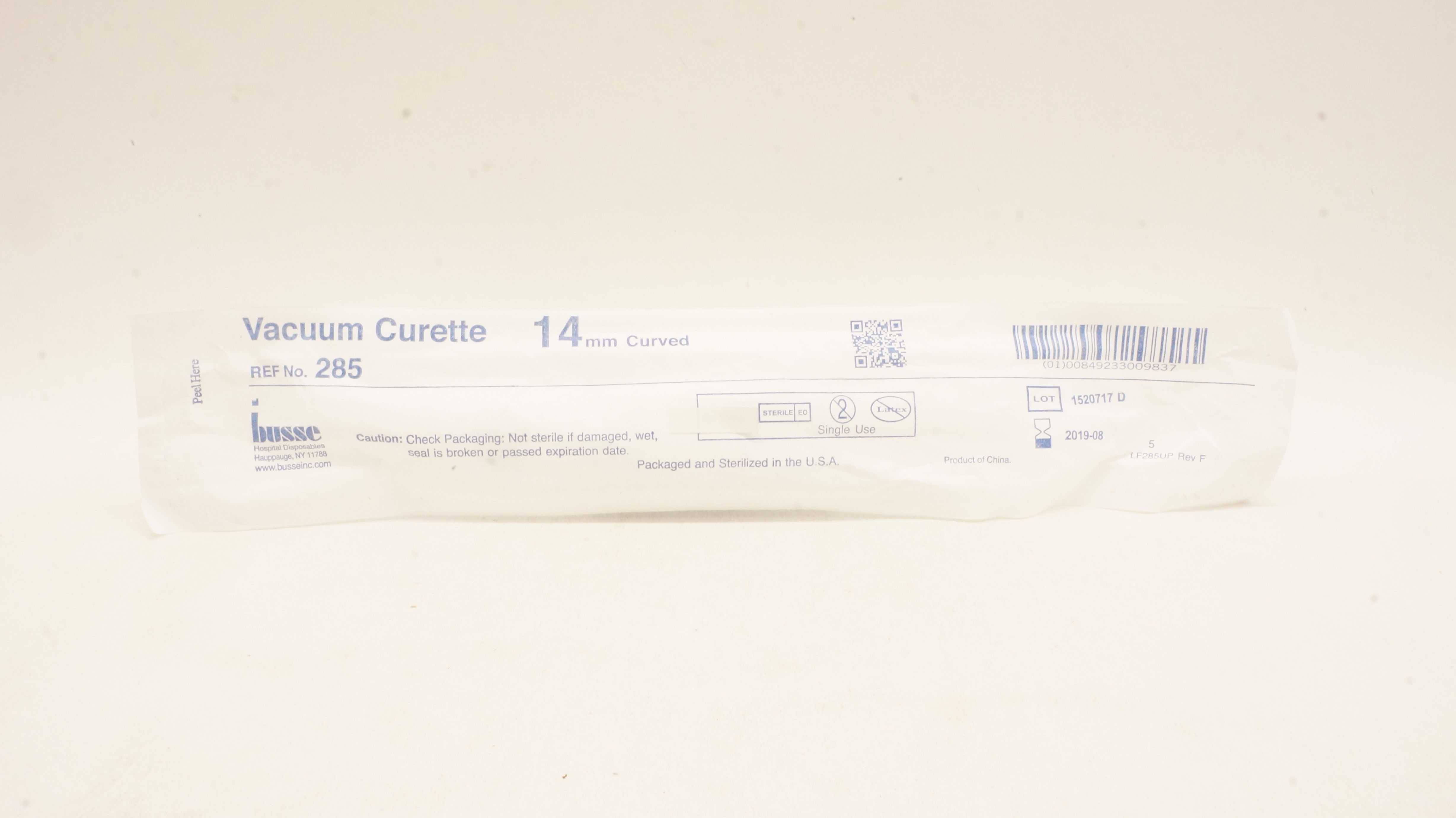 Busse 285 Vacuum Curette 14mm, Curved (x)