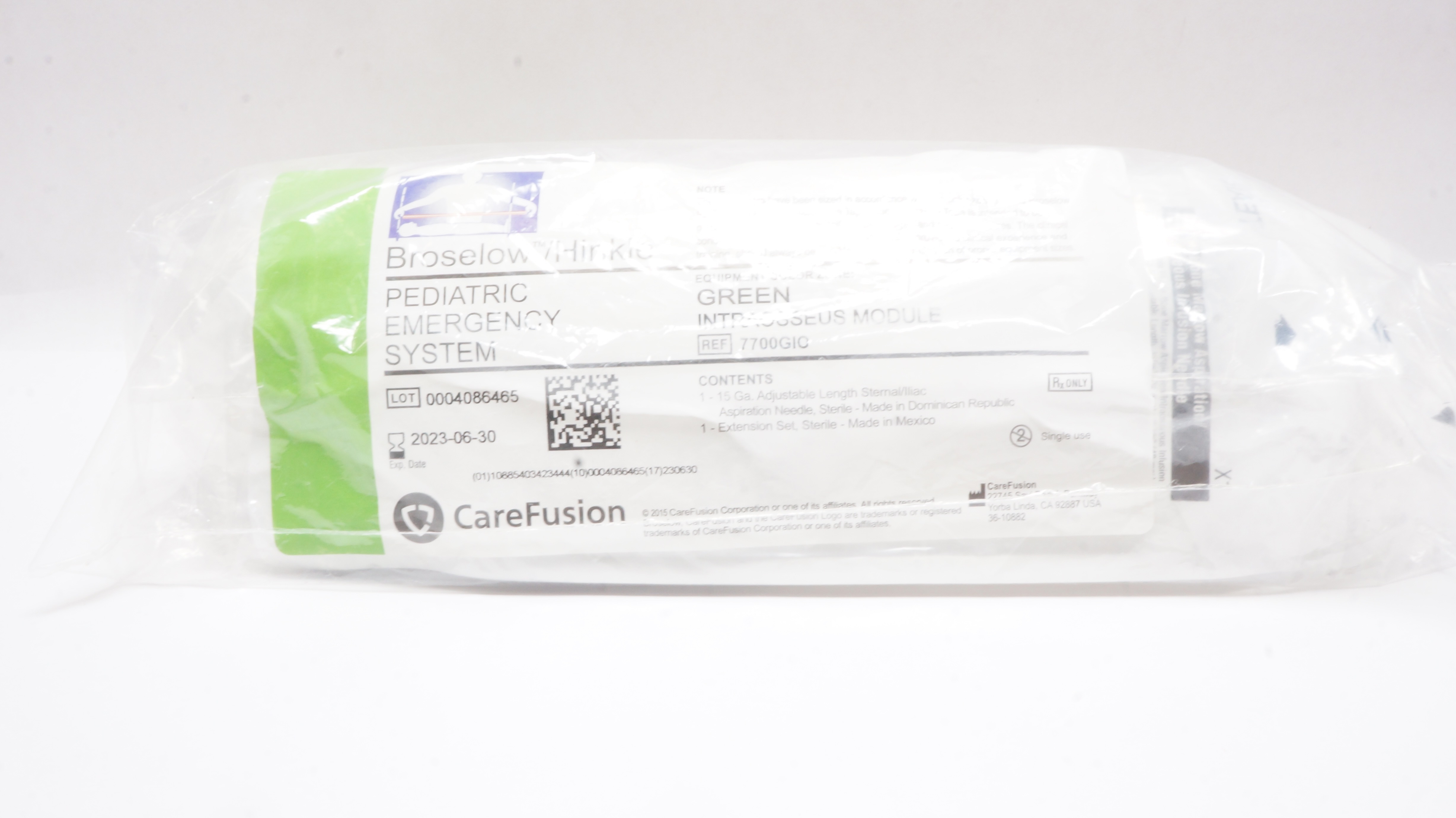 CareFusion 7700GIO Pediatric Emergency System Green Intraosseus Module Green (x)