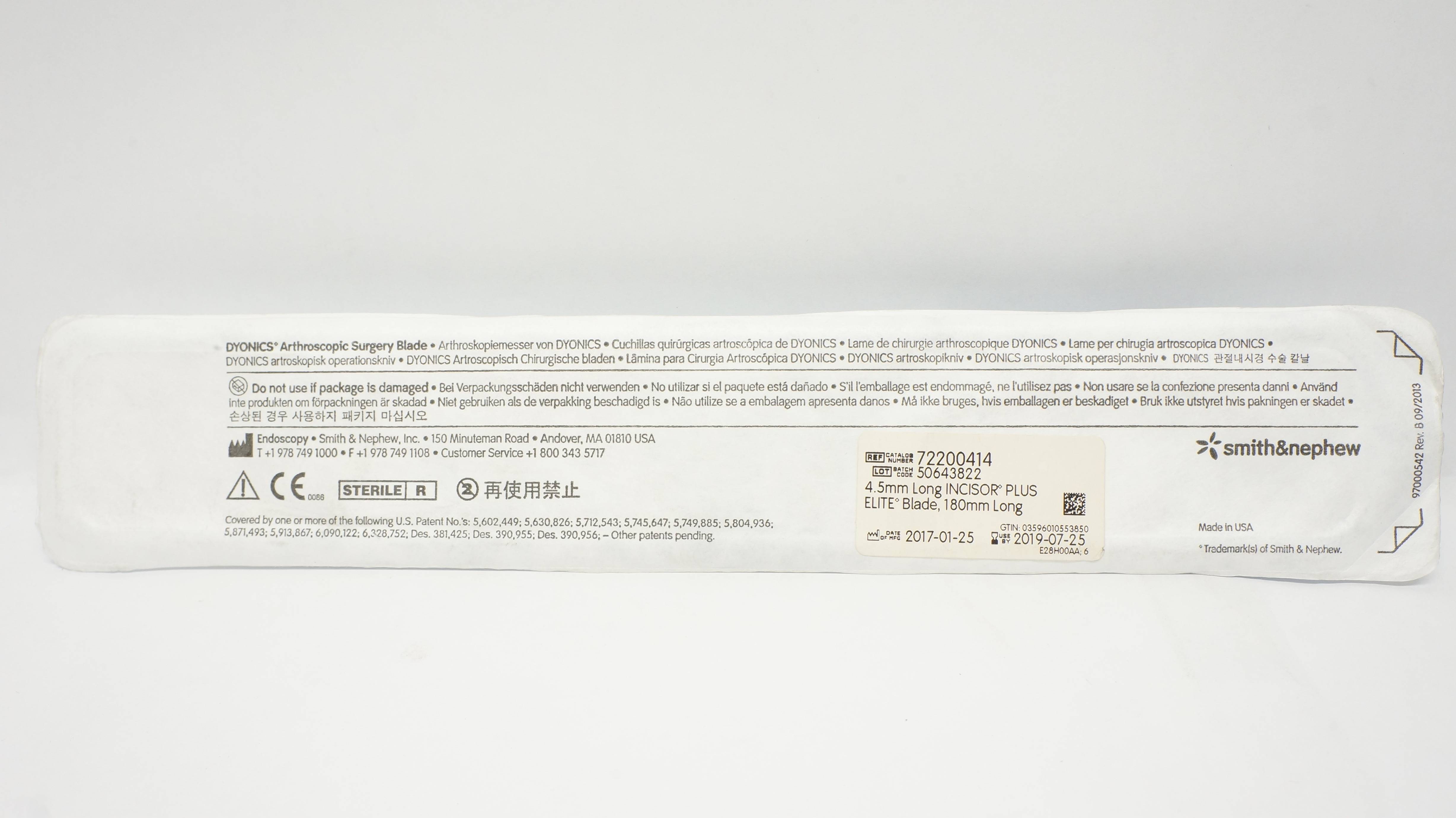 Smith& Nephew 72200414 Arthroscopic Surgery 4.5mm Incisor Blade 180mm Long (x)