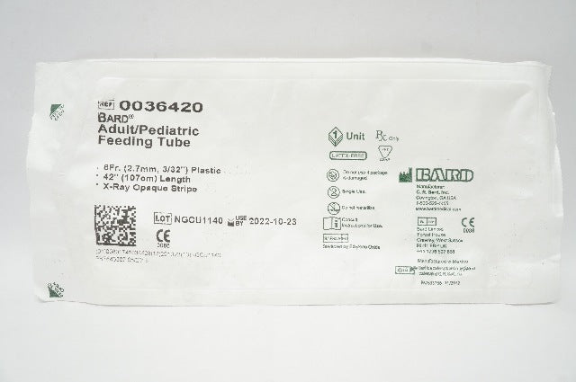 Bard 0036420 Latex-Free Adult / Pediatric Feeding Tube 8Fr x 42inch
