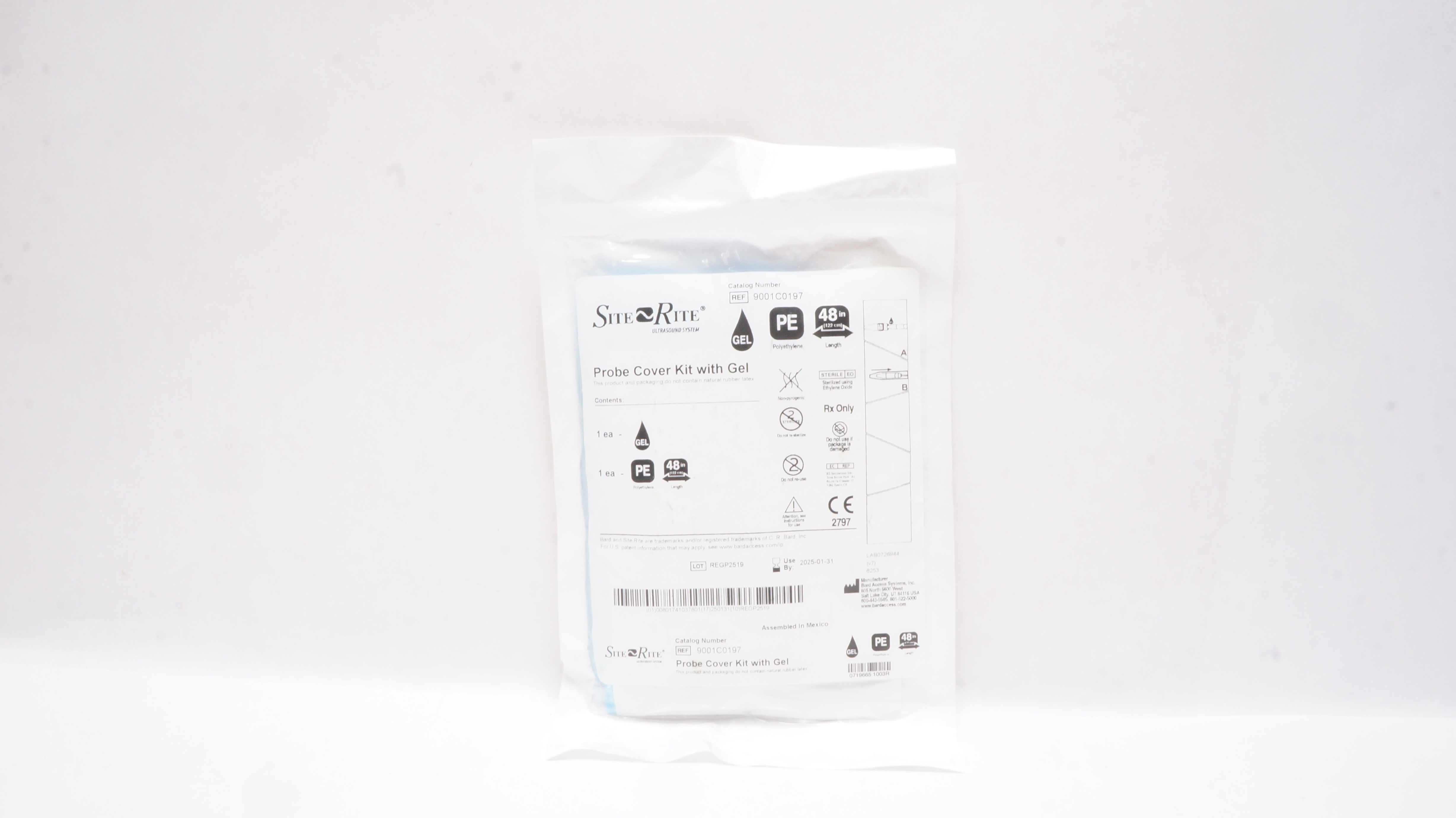 Bard 9001C0197 Site-Rite Probe Cover Kit with Gel Length 48inch