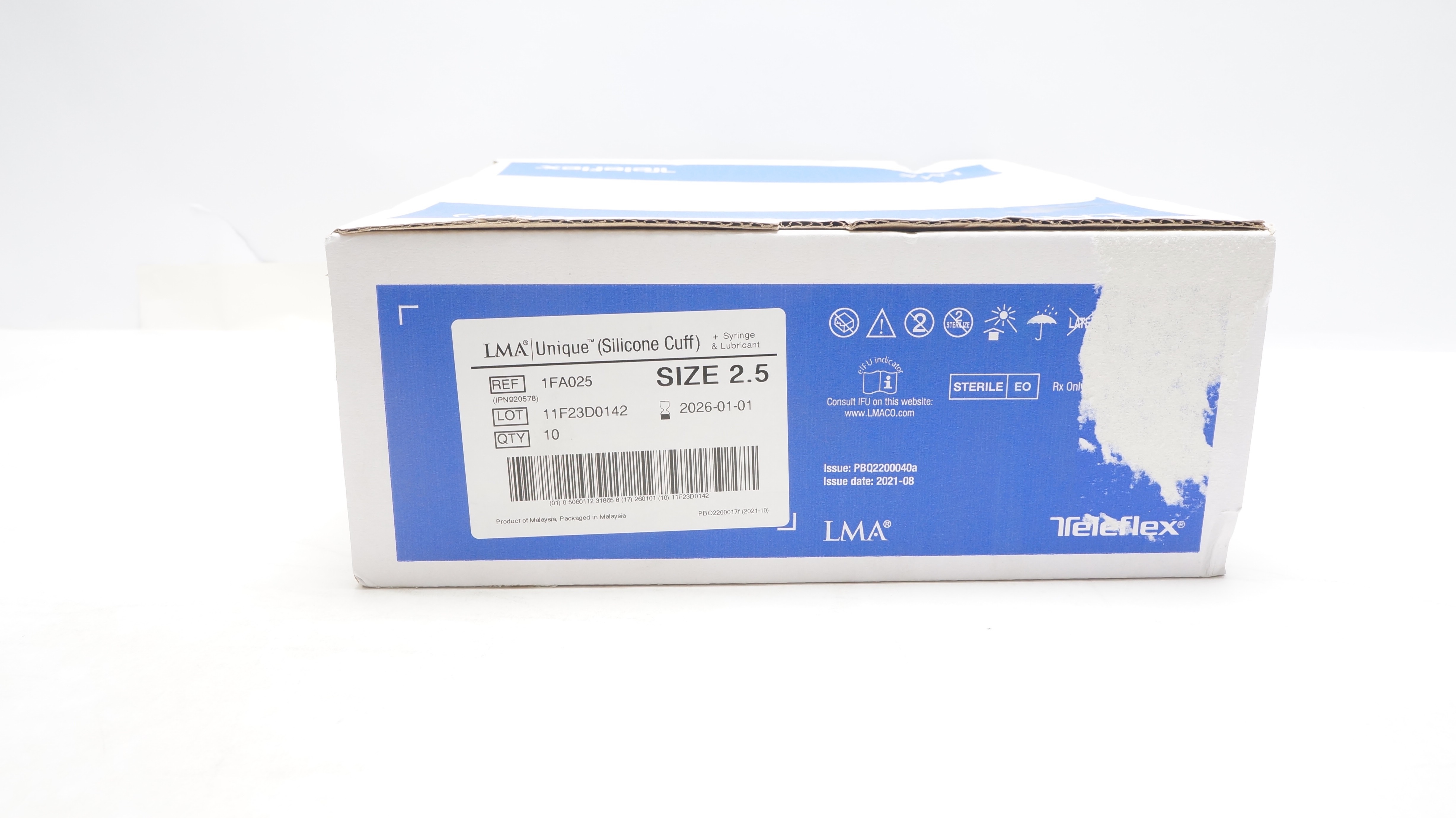 Teleflex 1FA025 LMA Unique Silicone Cuff Laryngeal Mask Airway,Size 2.5-Box of10