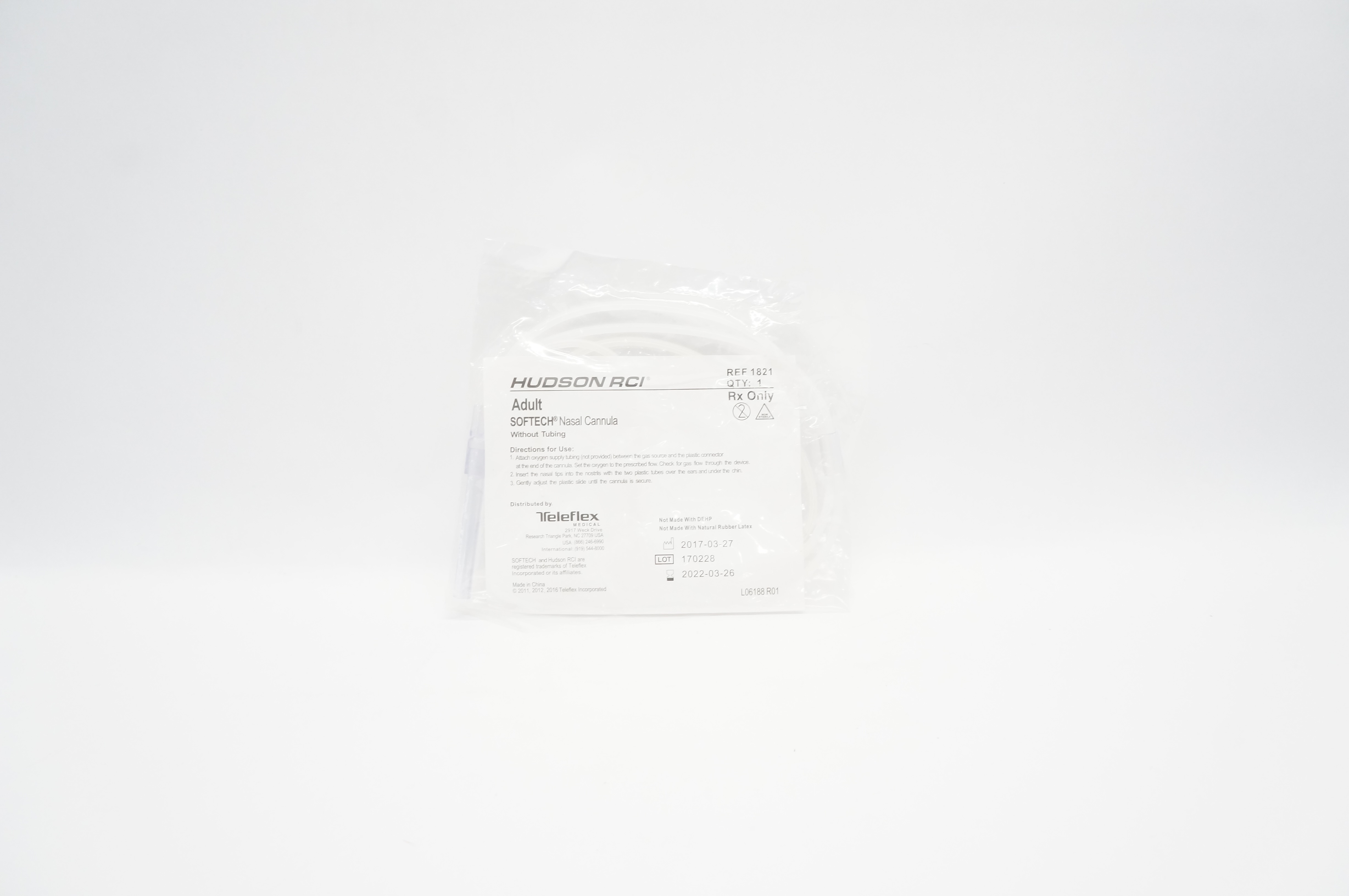 Teleflex 1821 Hudson RCI Adult Softech Nasal Cannula Without Tubing (x)