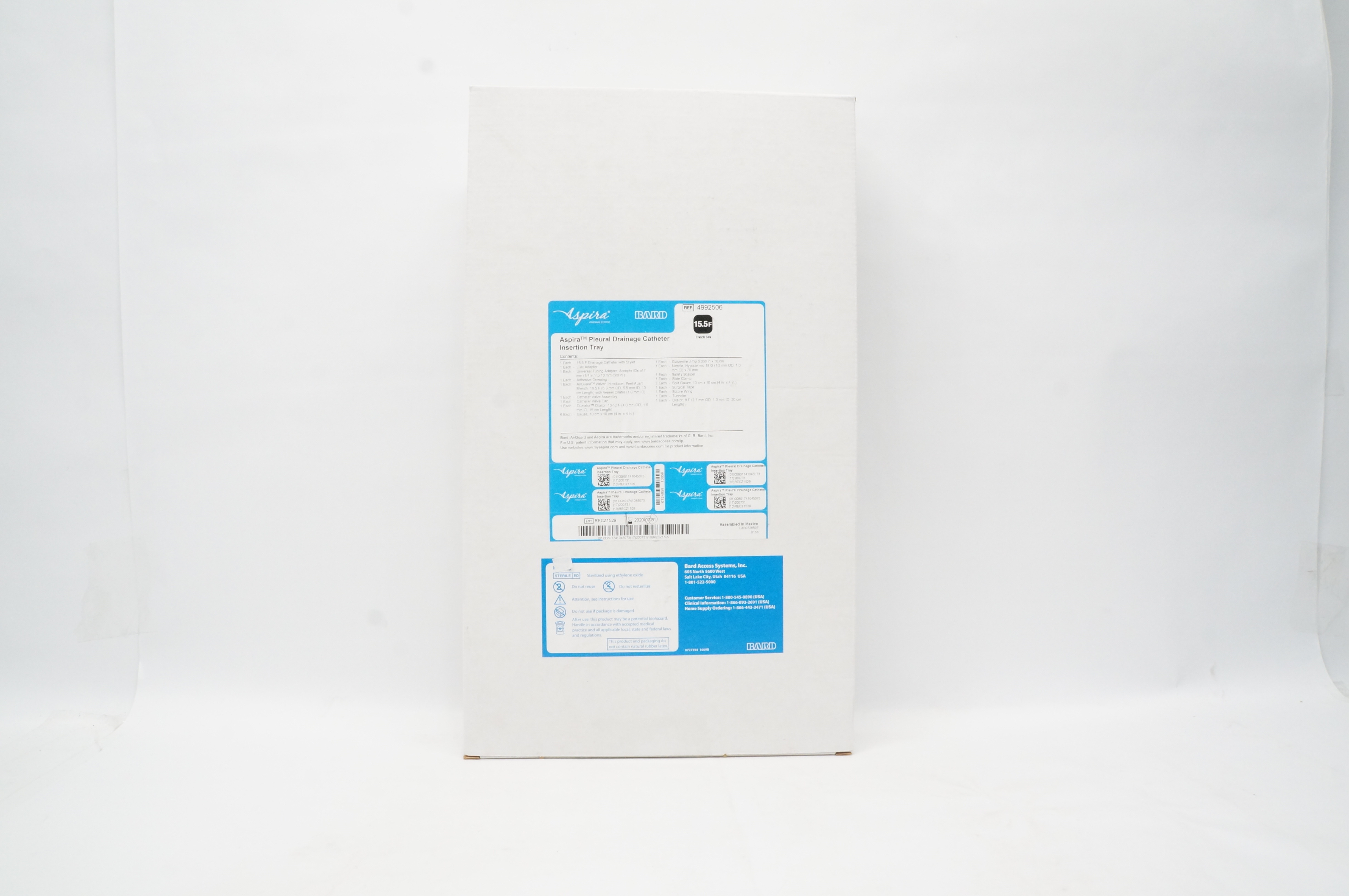 Bard 4992506 Aspira Pleural Drainage Catheter Insertion Tray 15.5F (x)