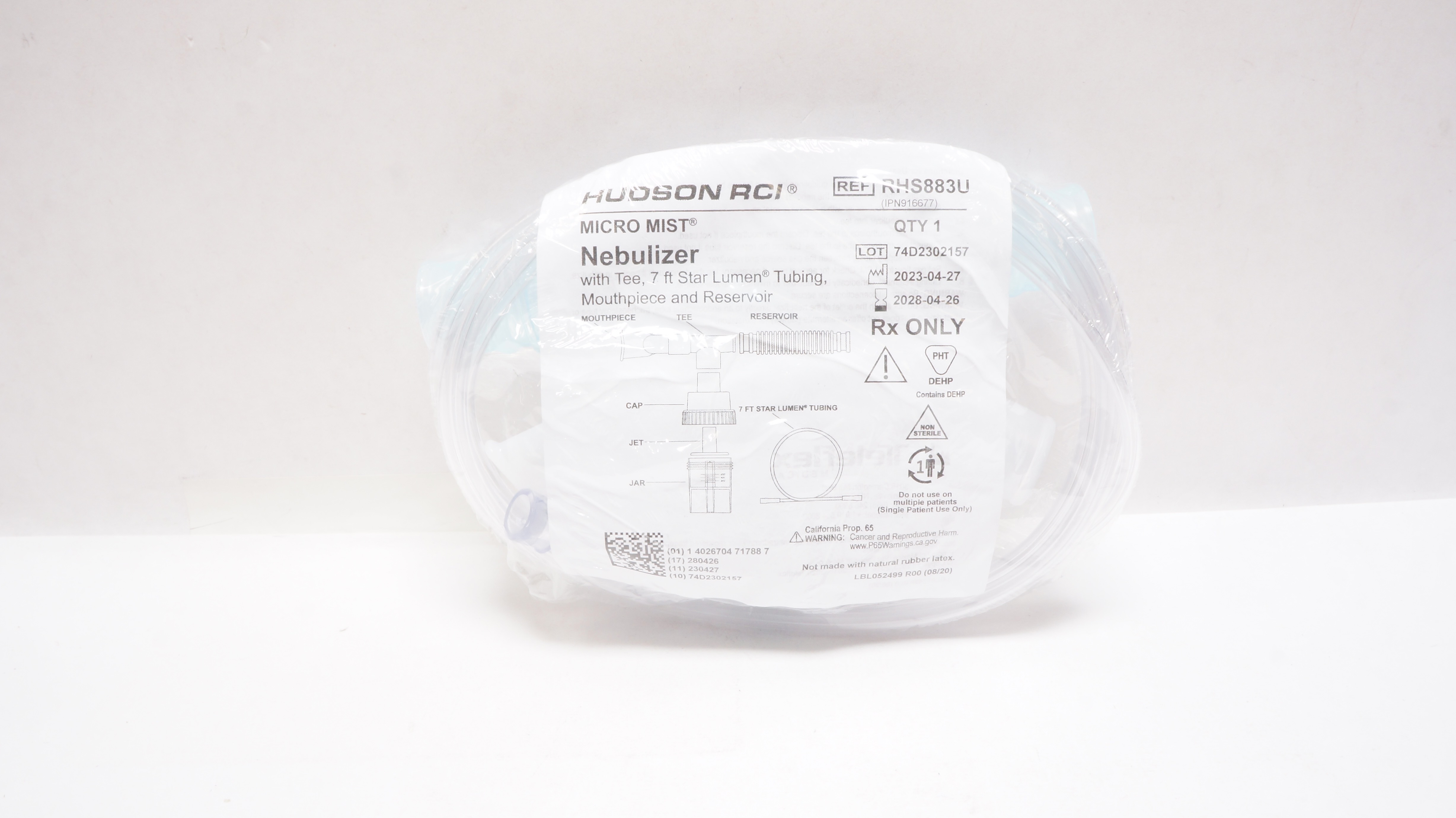 Teleflex RHS883U Hudson RCI Micro Mist Nebulizer with Tee 7ft. Tubing