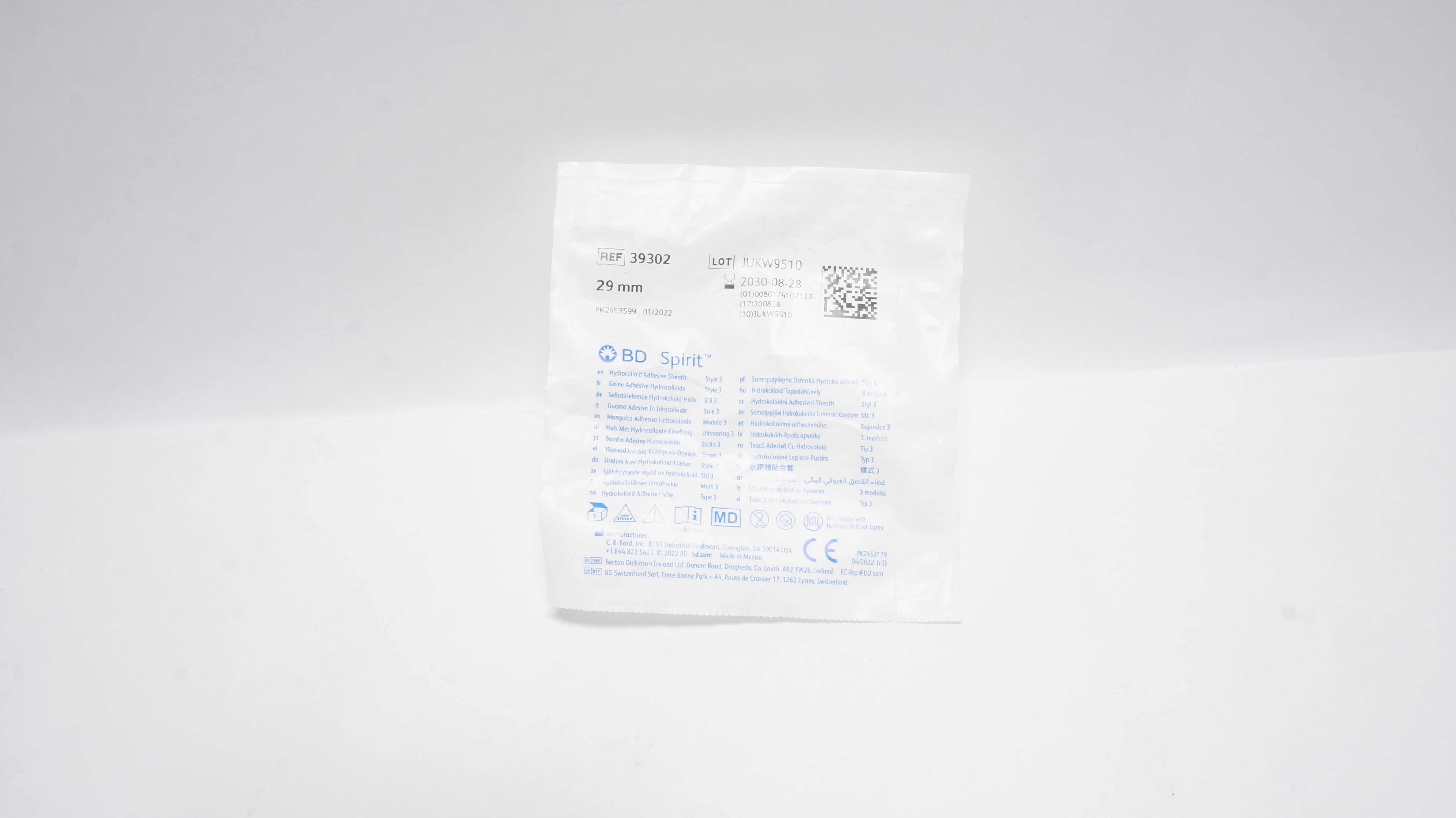BD 39302 Spirit Hydrocolloid Adhesive Sheath 29mm