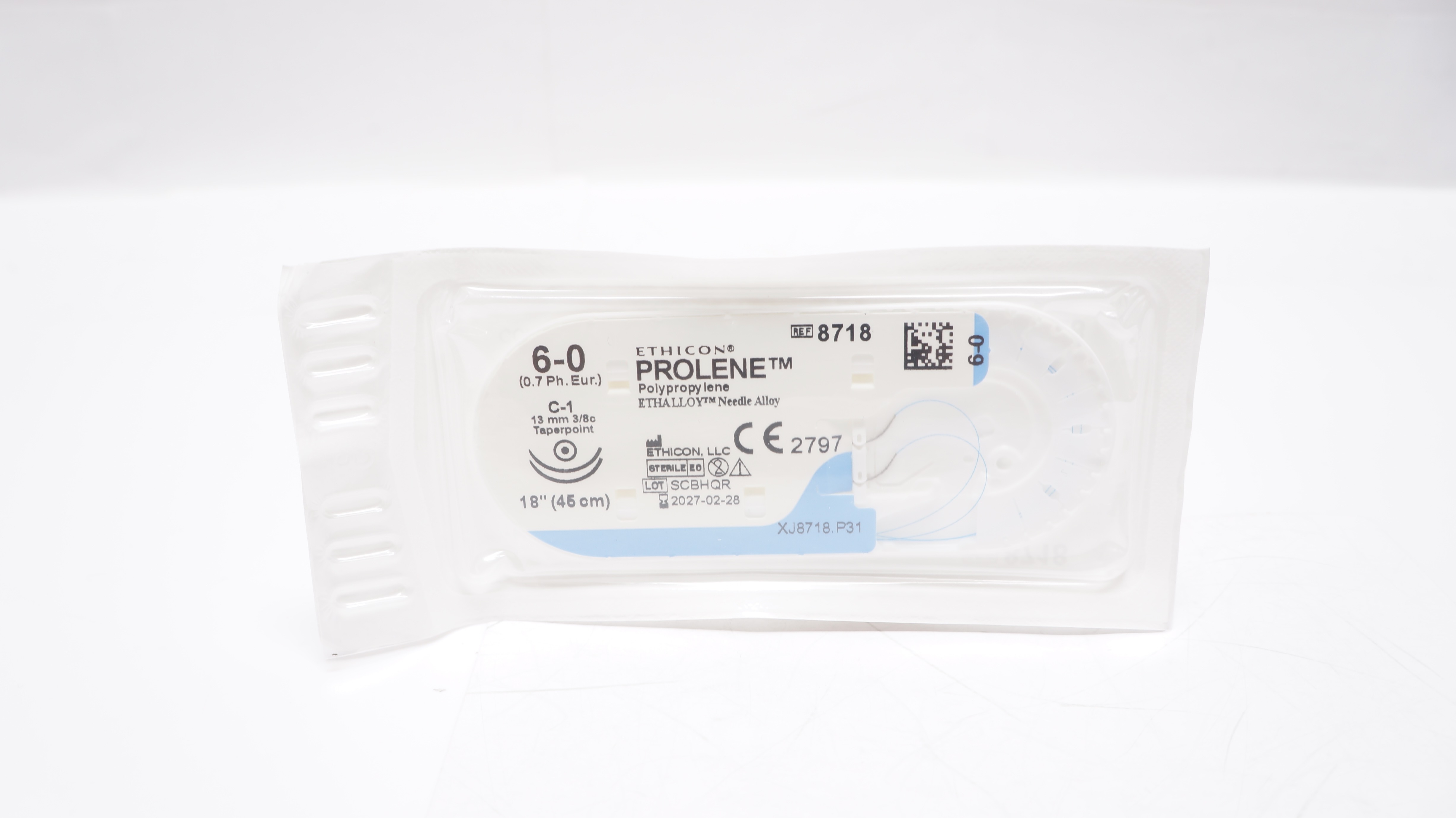 Ethicon 8718 6-0 PROLENE Polypropylene Stre C-1, 13mm 3/8c Taperpoint, 18inch