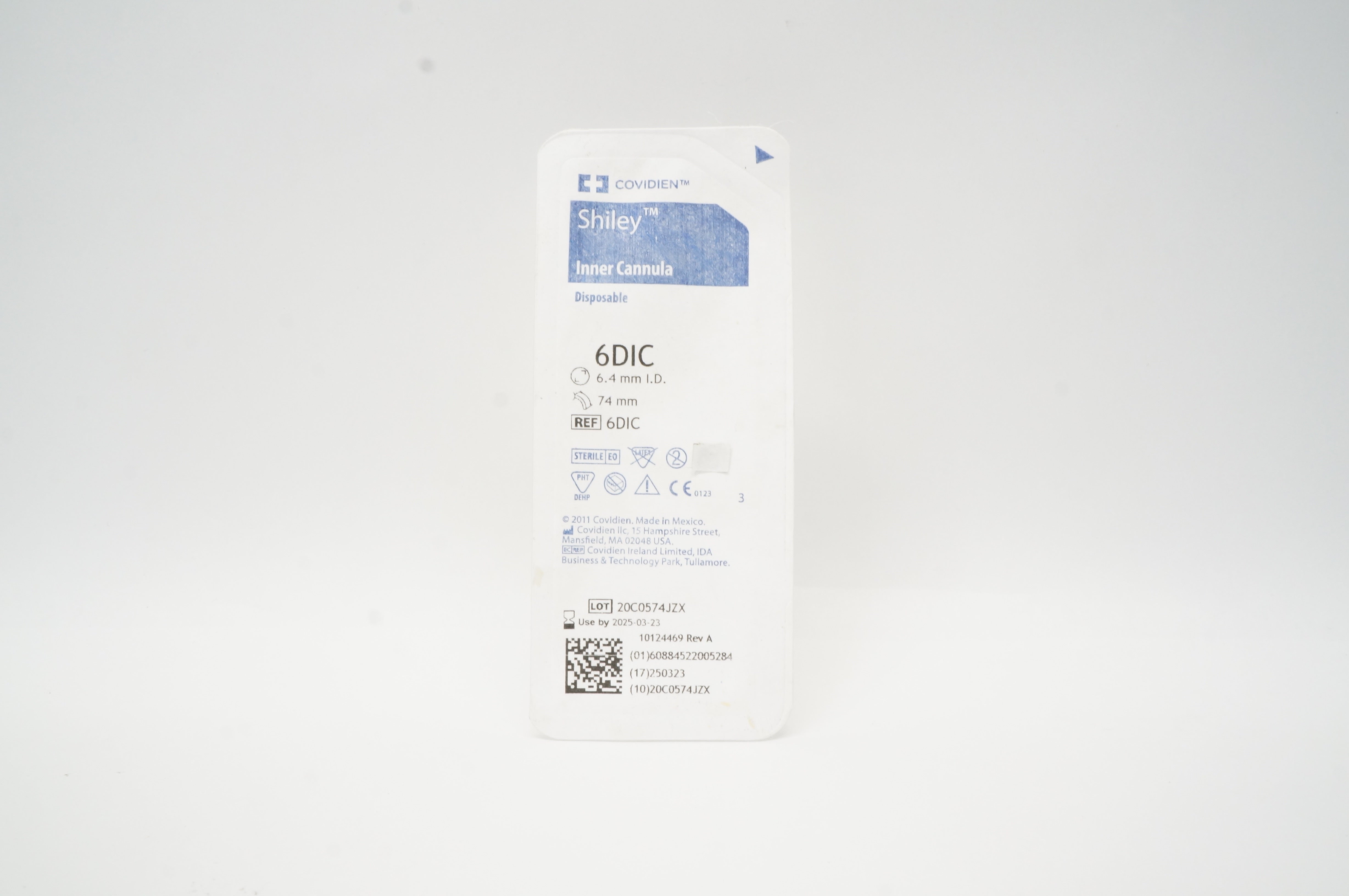 Covidien 6DIC Shiley Inner Cannula Disposable 6.4 mm I.D. x 74 mm