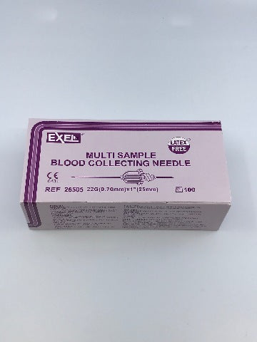 Exelint 26505 Multi Sample Blood Collecting Ndle 22G x 1inch  ~ Box  of 100