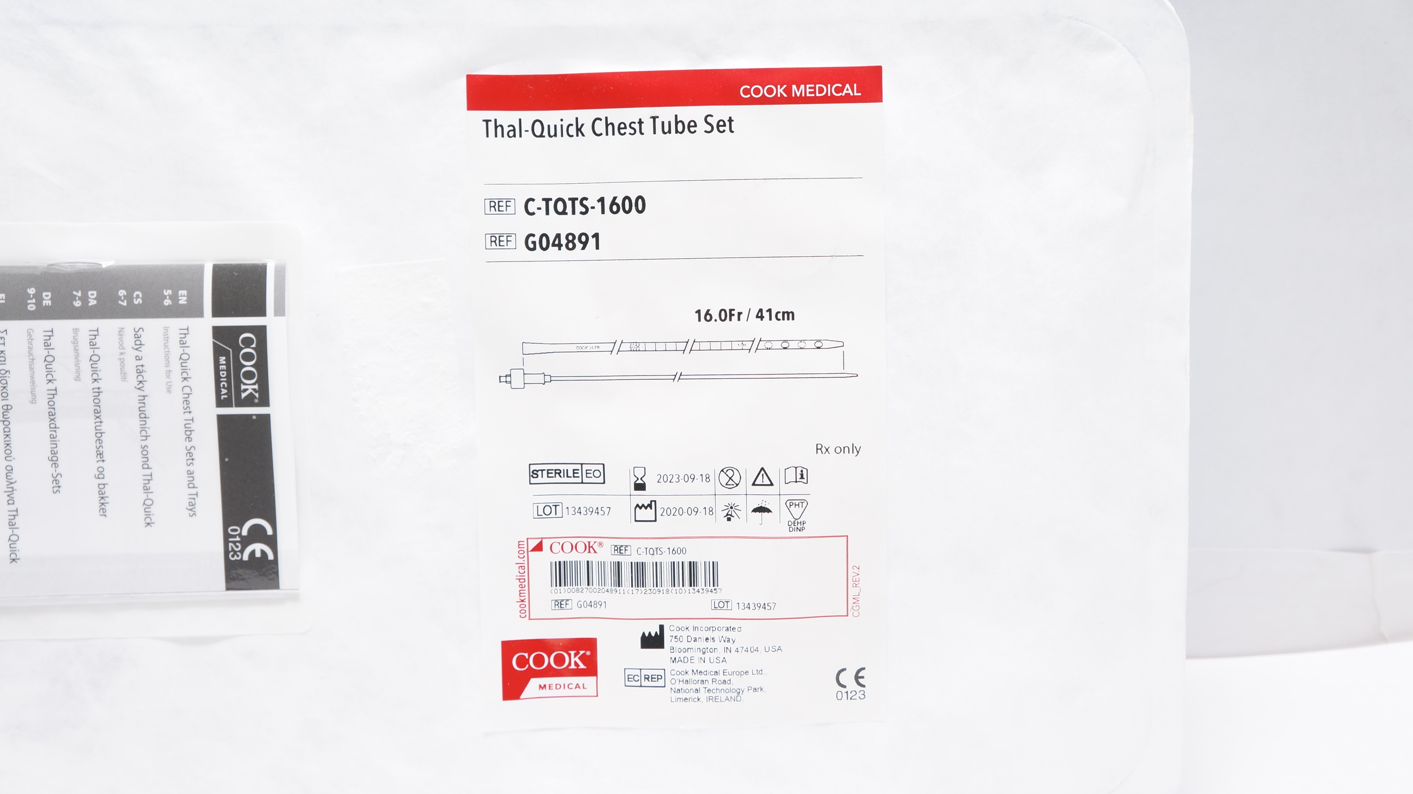 Cook Medical G04891 Thal-Quick Chest Tube Set 16.0Fr/41cm (x)