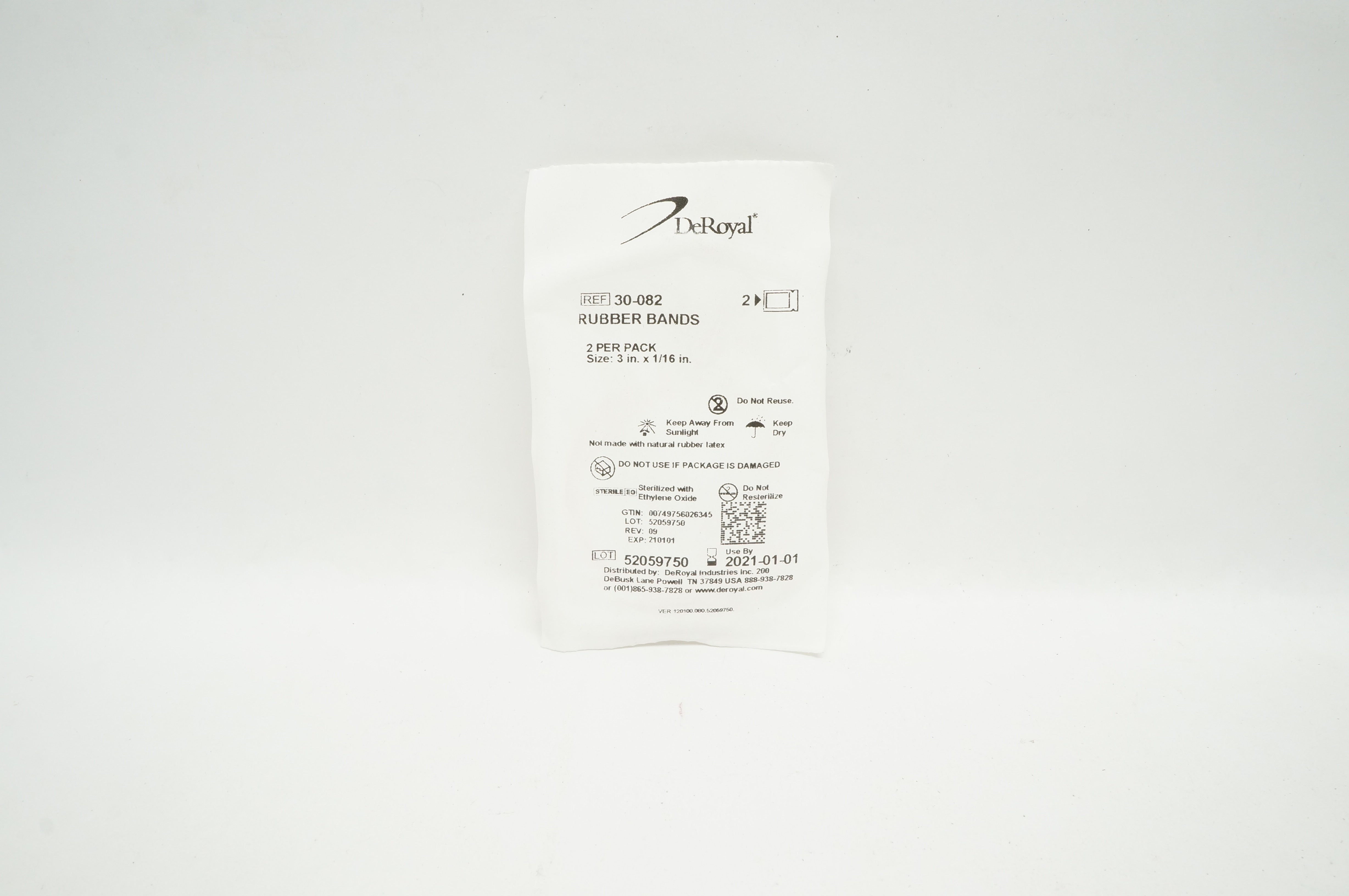 DeRoyal 30-082 Rubber Bands, Size 3inch x 1/16inch (x) - Pack of 2