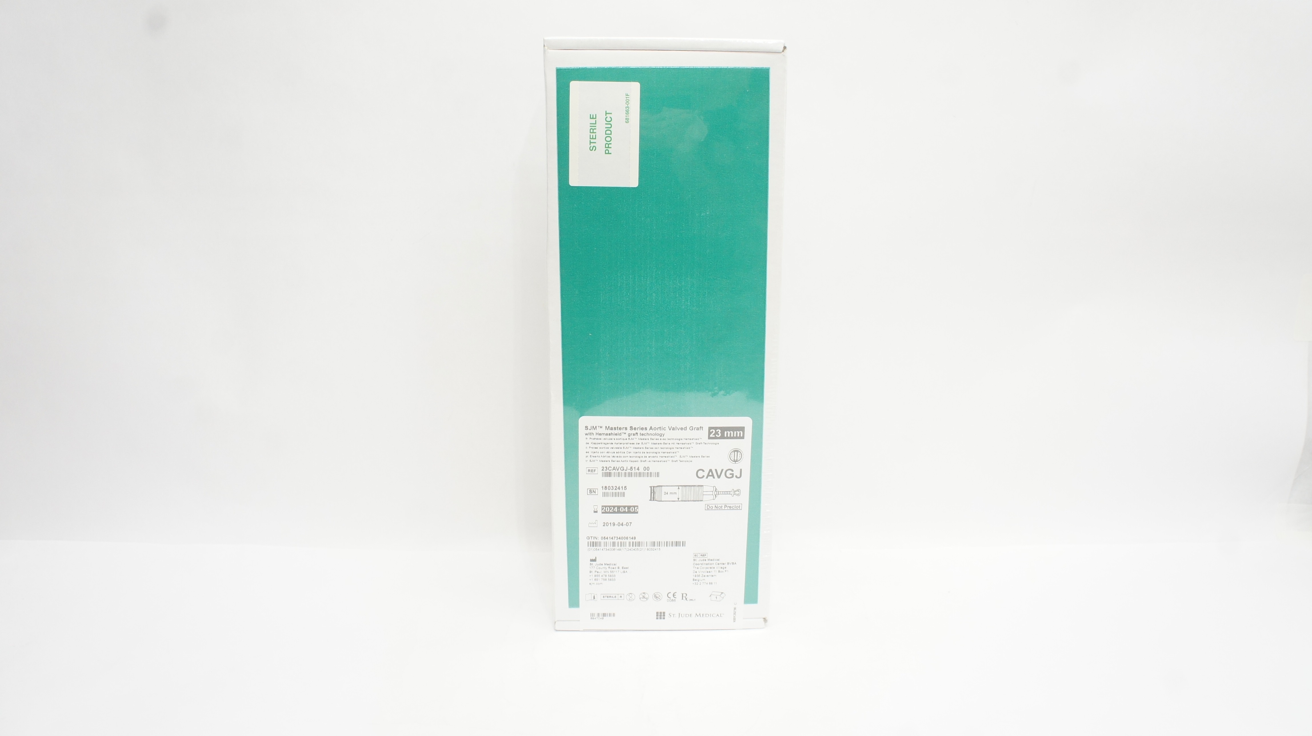 St.Jude Medical 23CAVGJ-514 00 Masters Series Aortic Valved Graft 23mm