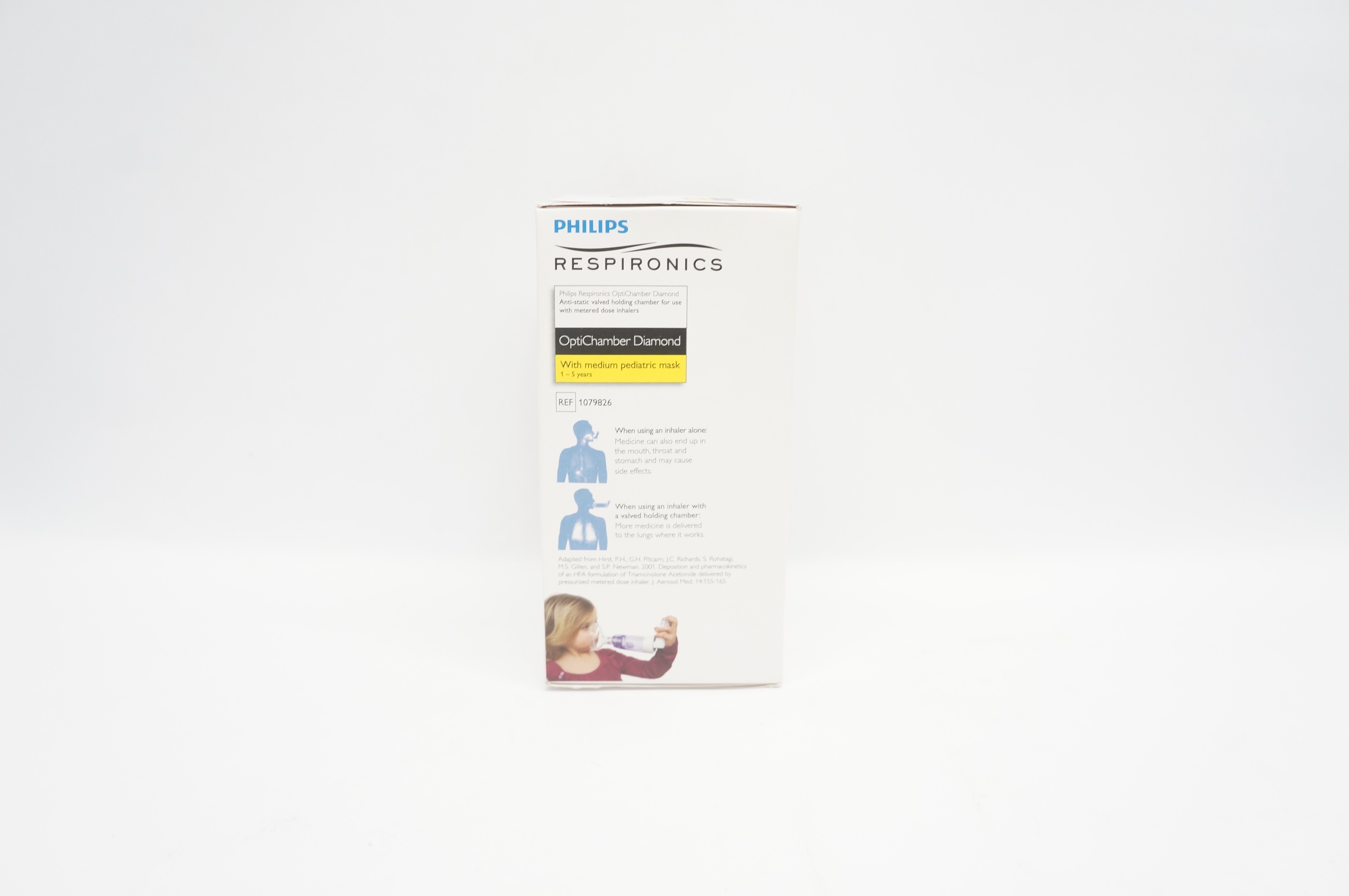 Philips 1079826 Respironics OptiChamber Diamond w/Medium Pediatric Mask 1-5years
