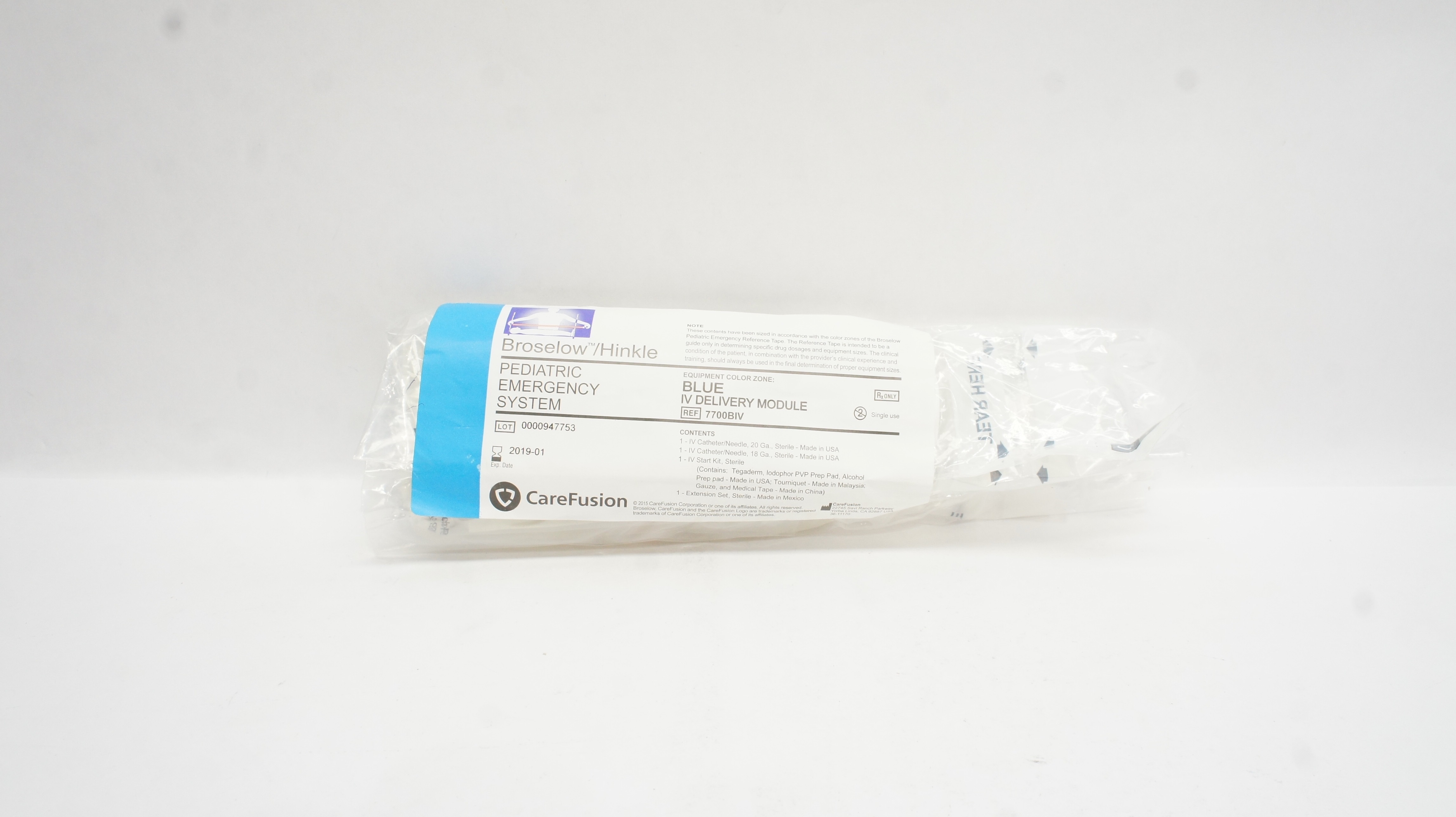 CareFusion 7700BIV Broselow/Hinkle Emergency System IV Delivery Module, Blue (x)