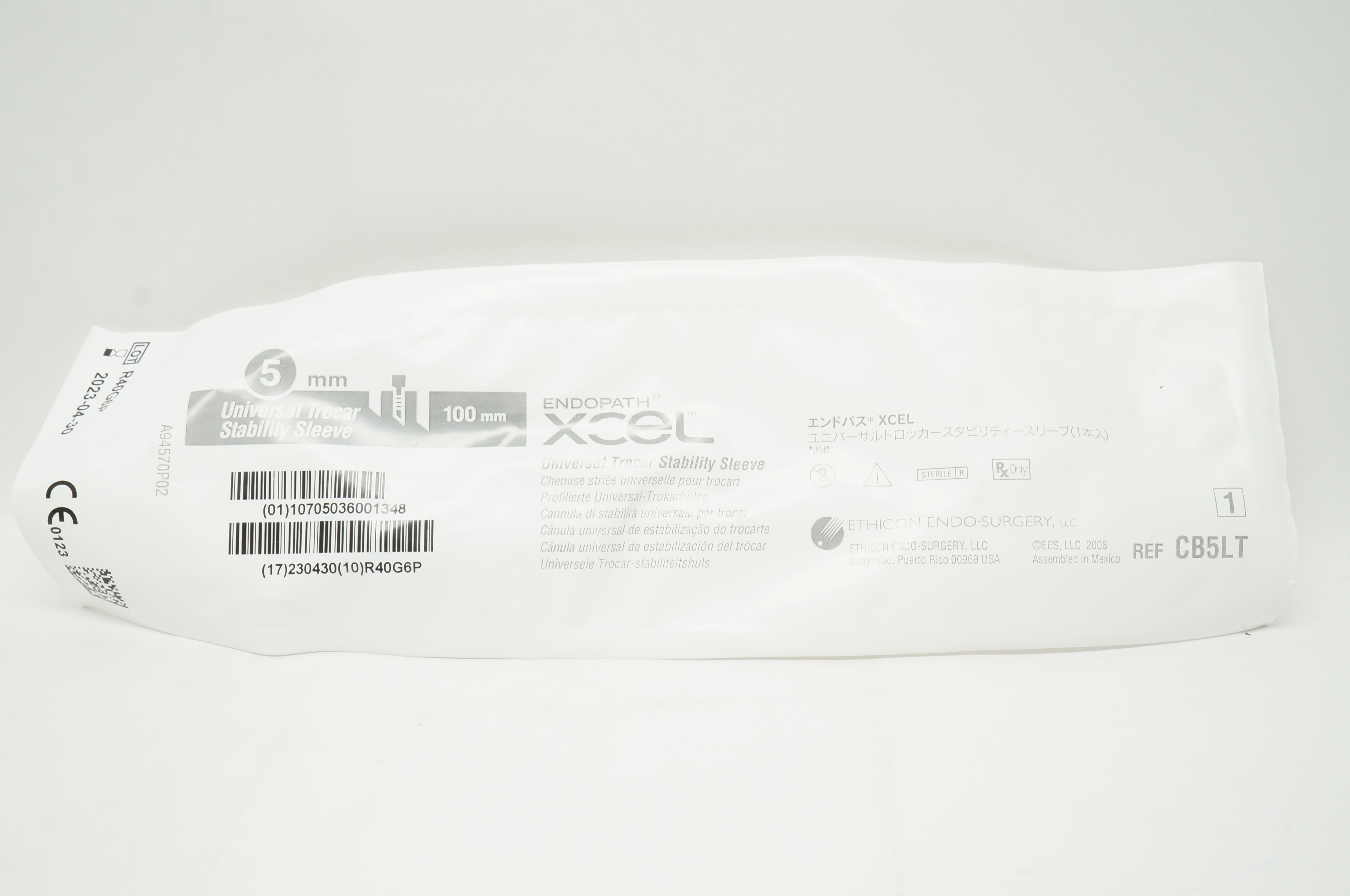 Ethicon CB5LT Xcel Trocar Sleeve W/ Stability Sleeve 5mm x 100mm
