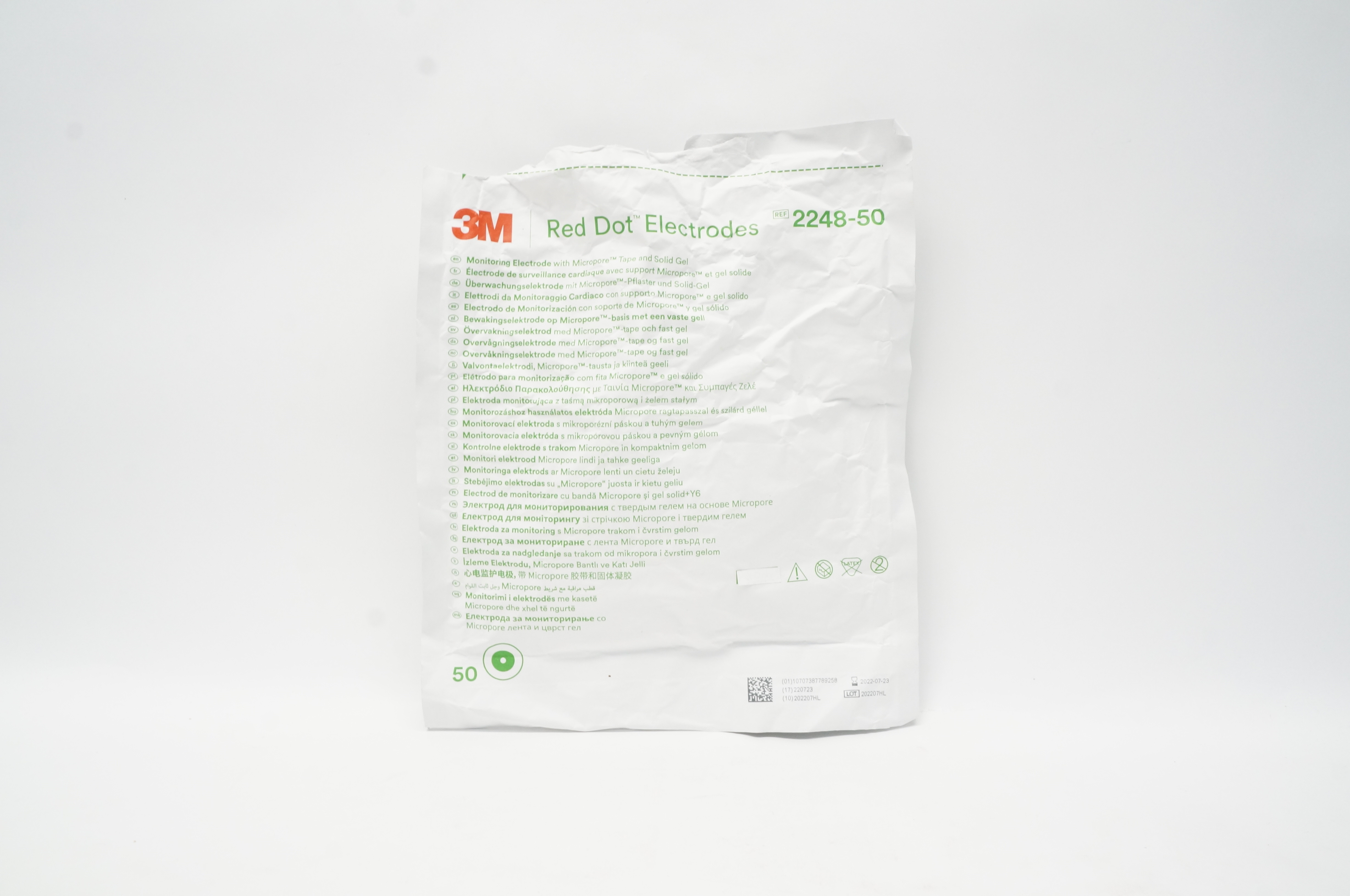 3M 2248-50 Monitoring Electrode w/Micropore Tape & Solid Gel (x) - Pack of 50