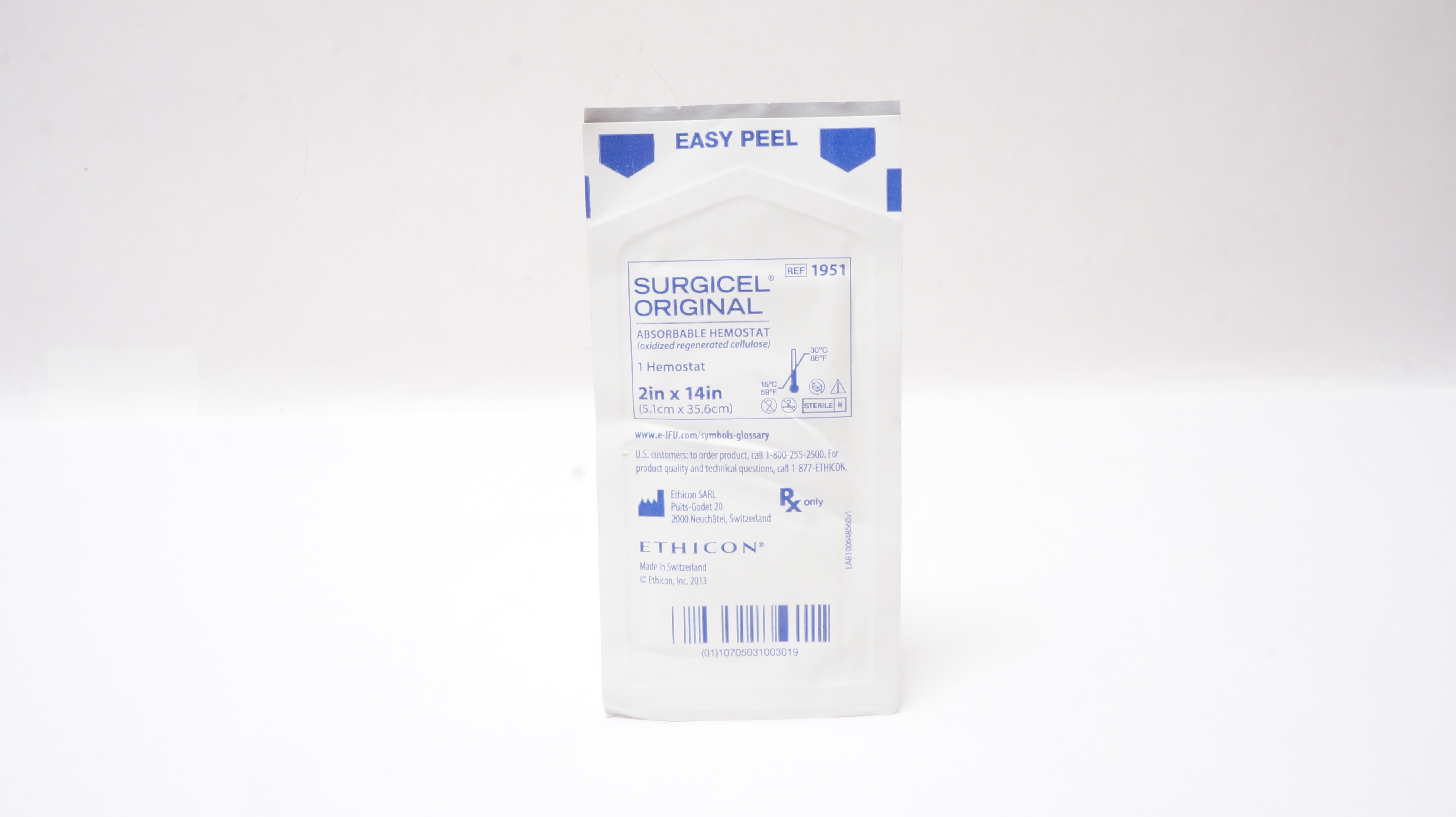 Ethicon 1951 Surgicel Original Absorbable Hemostat 2inch x 14inch