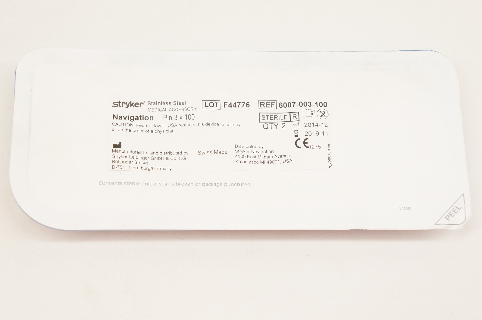 Stryker 6007-003-100 Navigation Pin 3 x 100 (x)